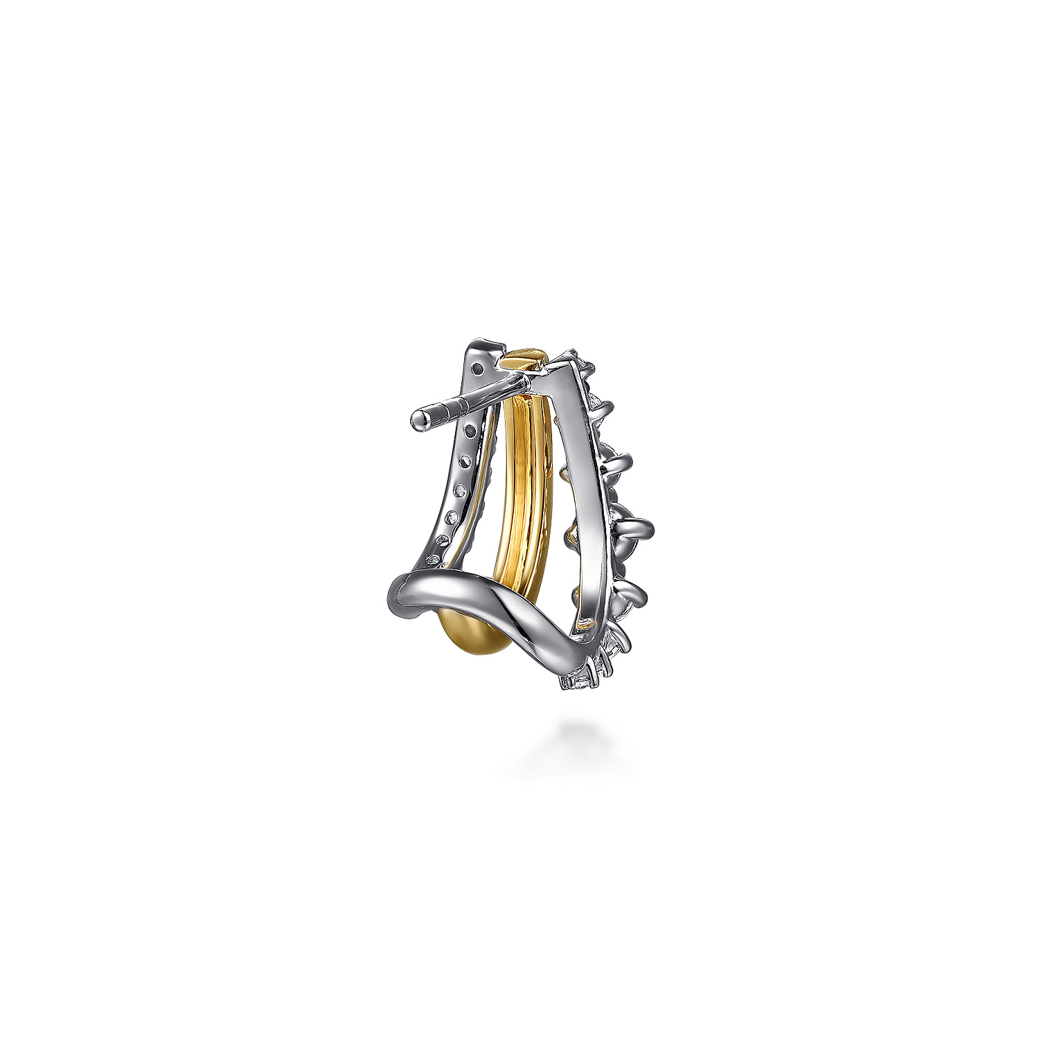 Gabriel & Co. 14K Two-Tone Graduating Diamond J Hoop Earrings