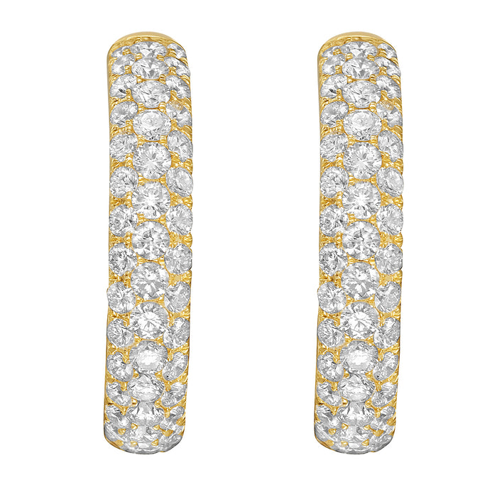 18 Karat Yellow Gold18K 4 Carat Diamond Hoops with 152 Round Diamonds