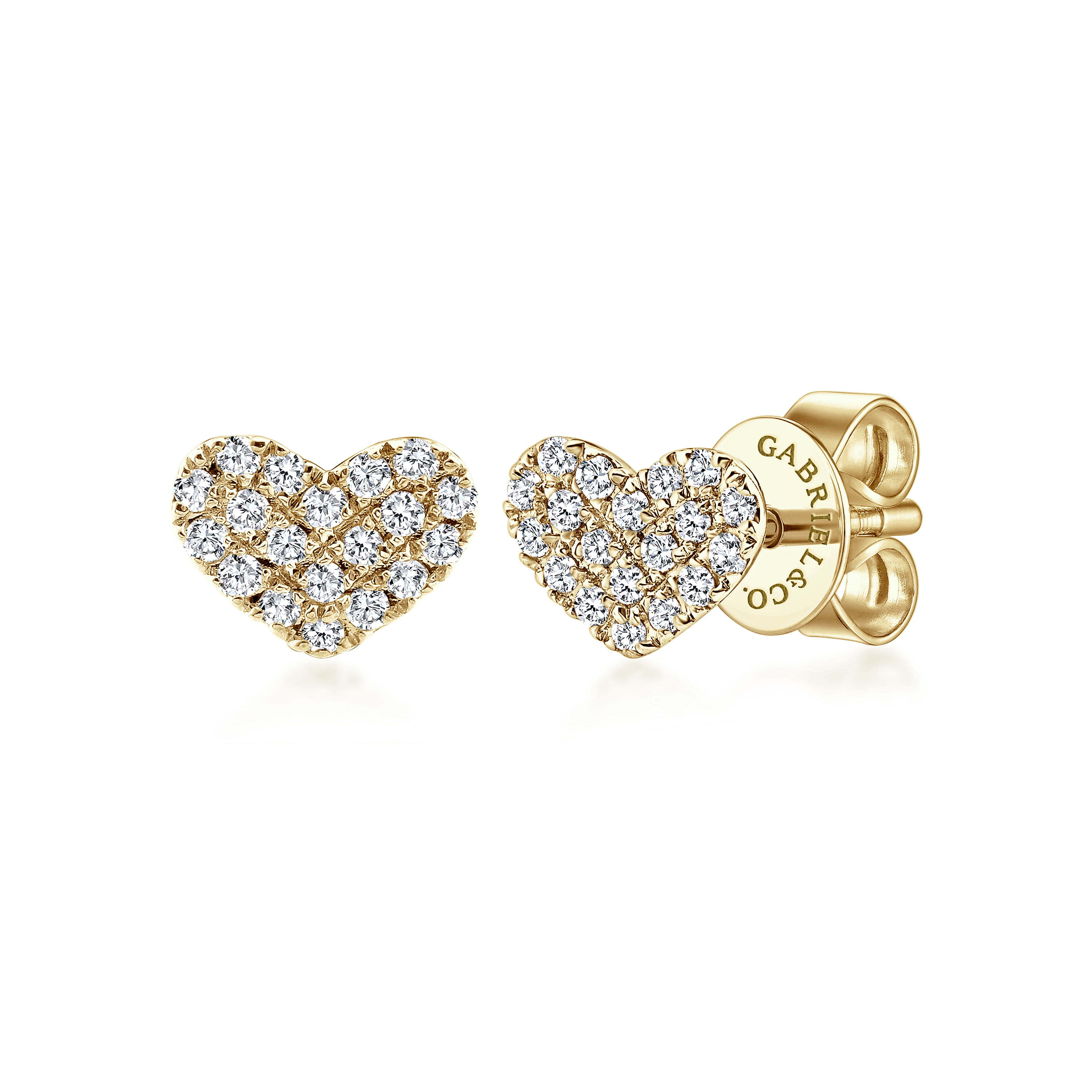 Gabriel & Co.14K Yellow Gold Heart Shaped Pave Diamond Studs