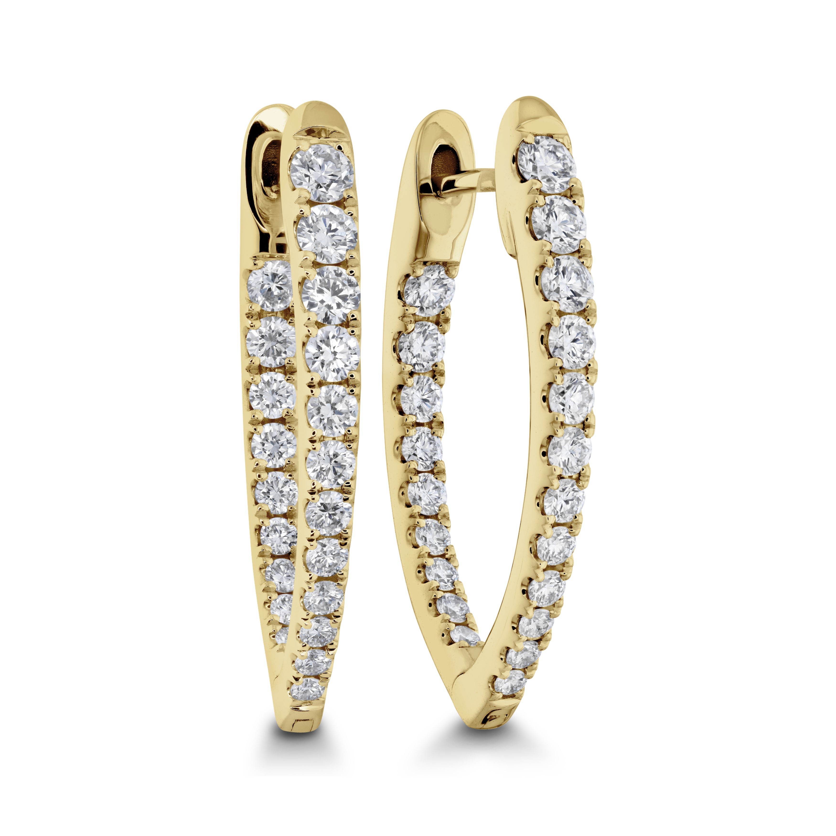 Memoire 18K Yellow Gold Medium Imperial Pointed Diamond Hoops