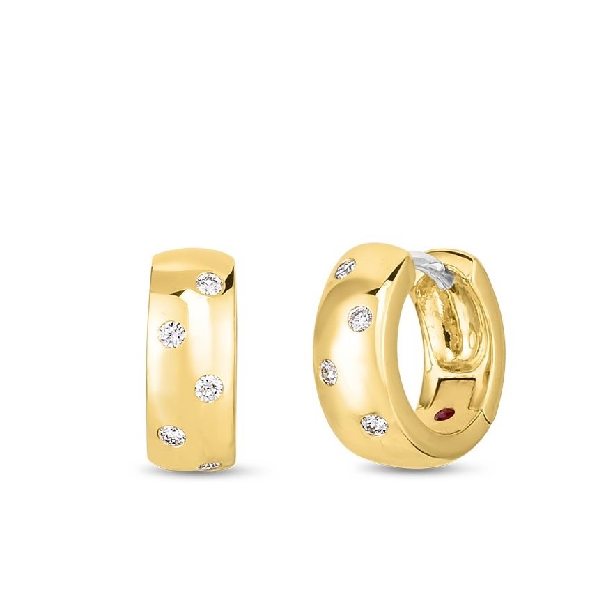 Roberto Coin 18K Yellow Gold Tiny Treasures Diamond Huggies