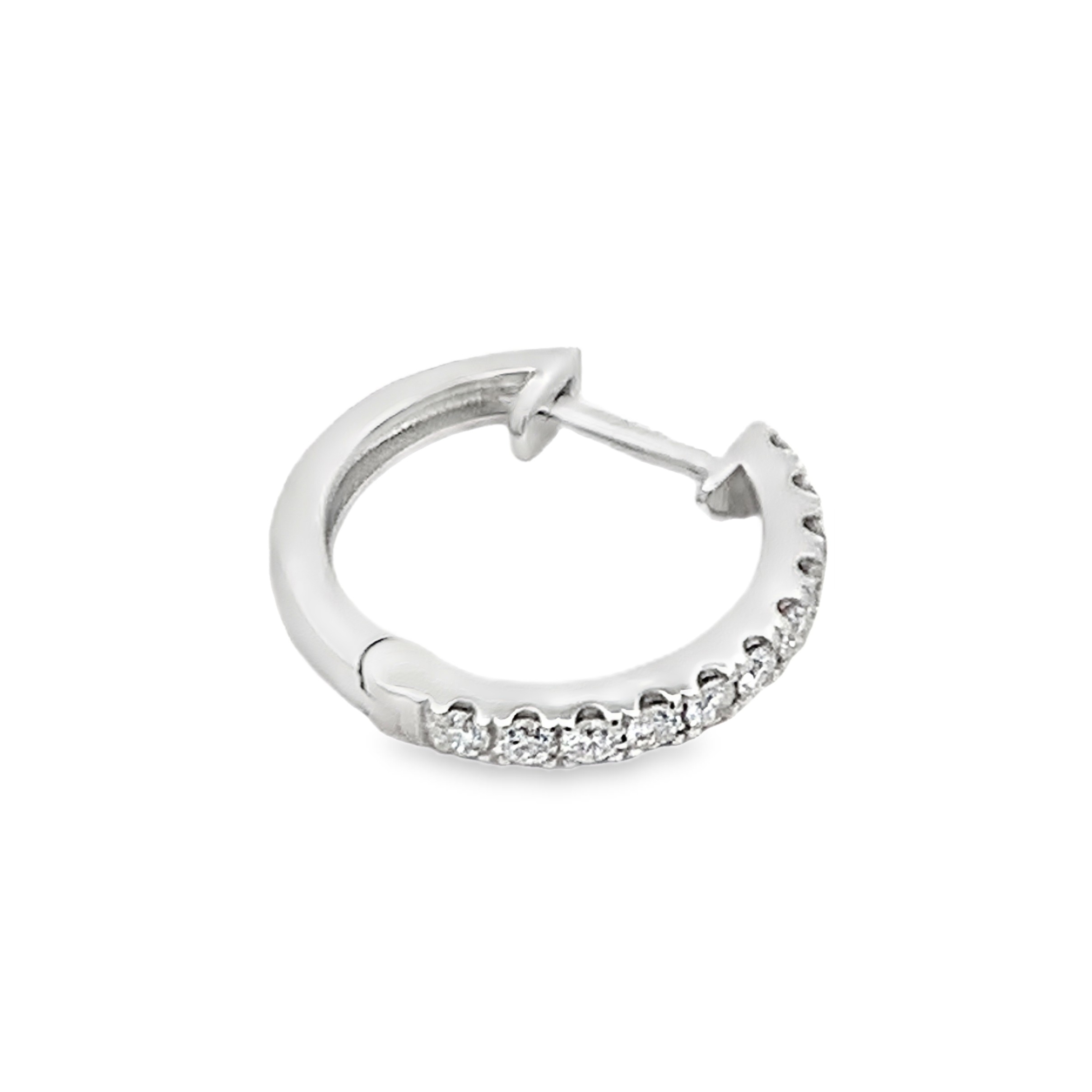 14K White Gold 1/2 Carat Diamond Huggies