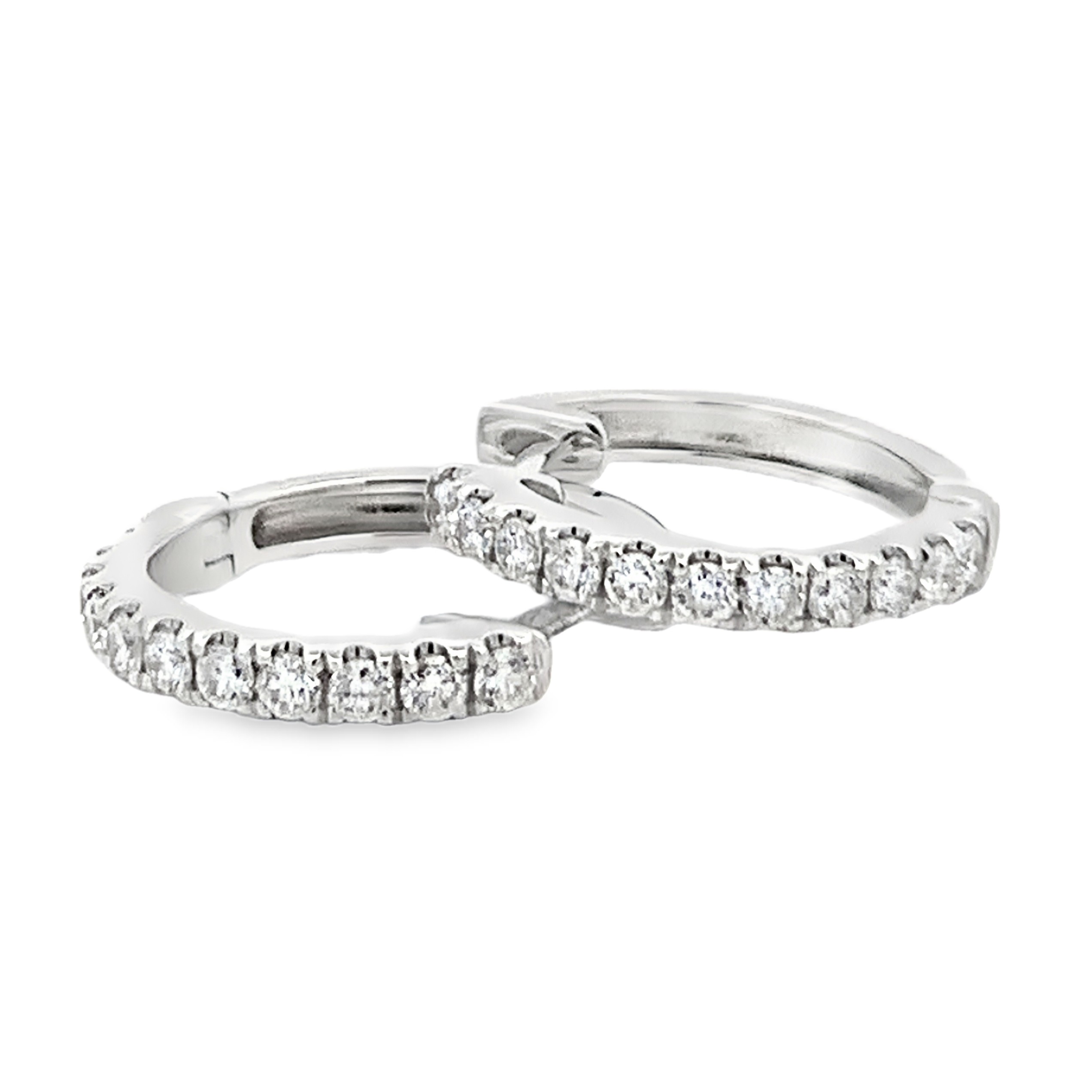 14K White Gold 1/2 Carat Diamond Huggies