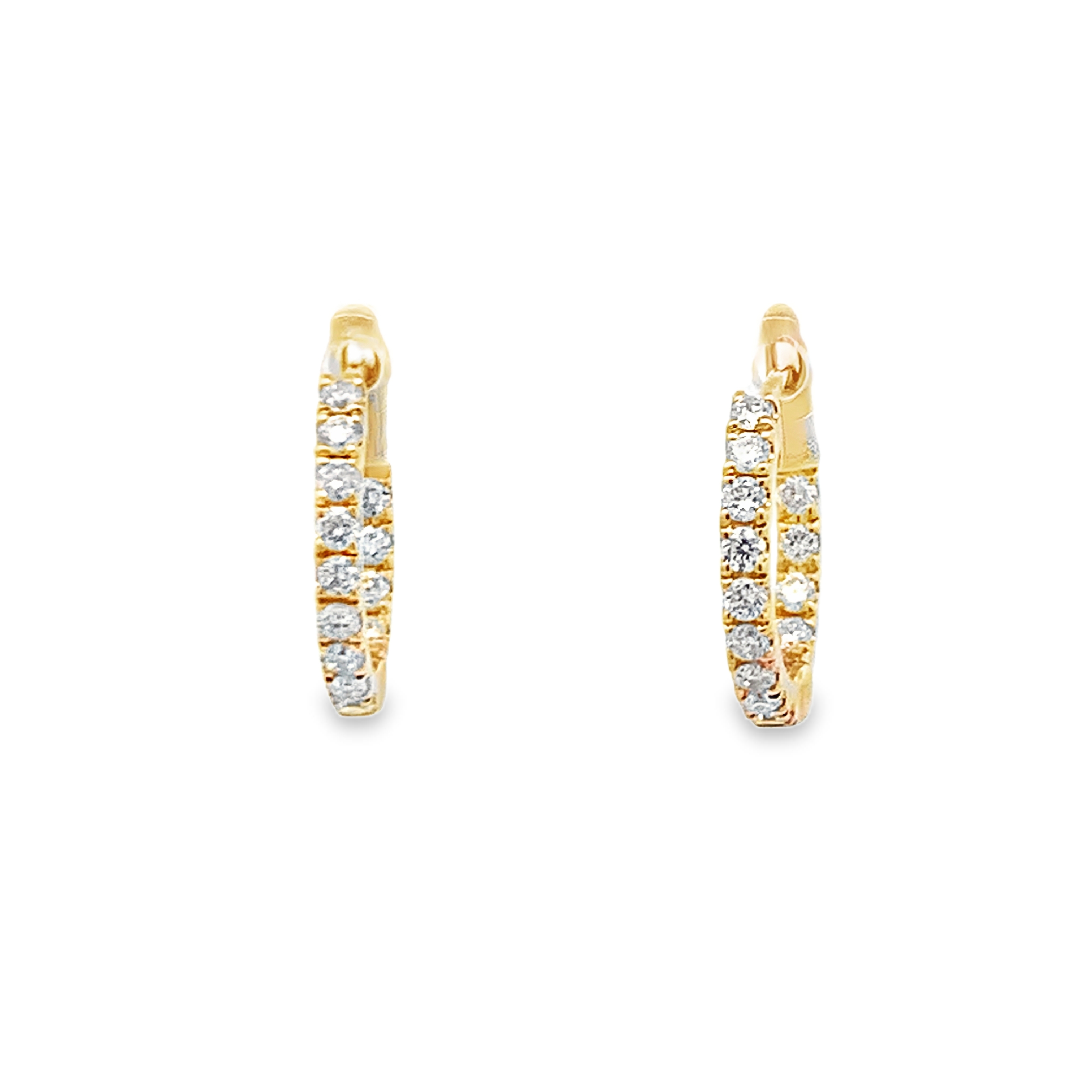 14K Yellow Gold Inside-Out Diamond Huggies