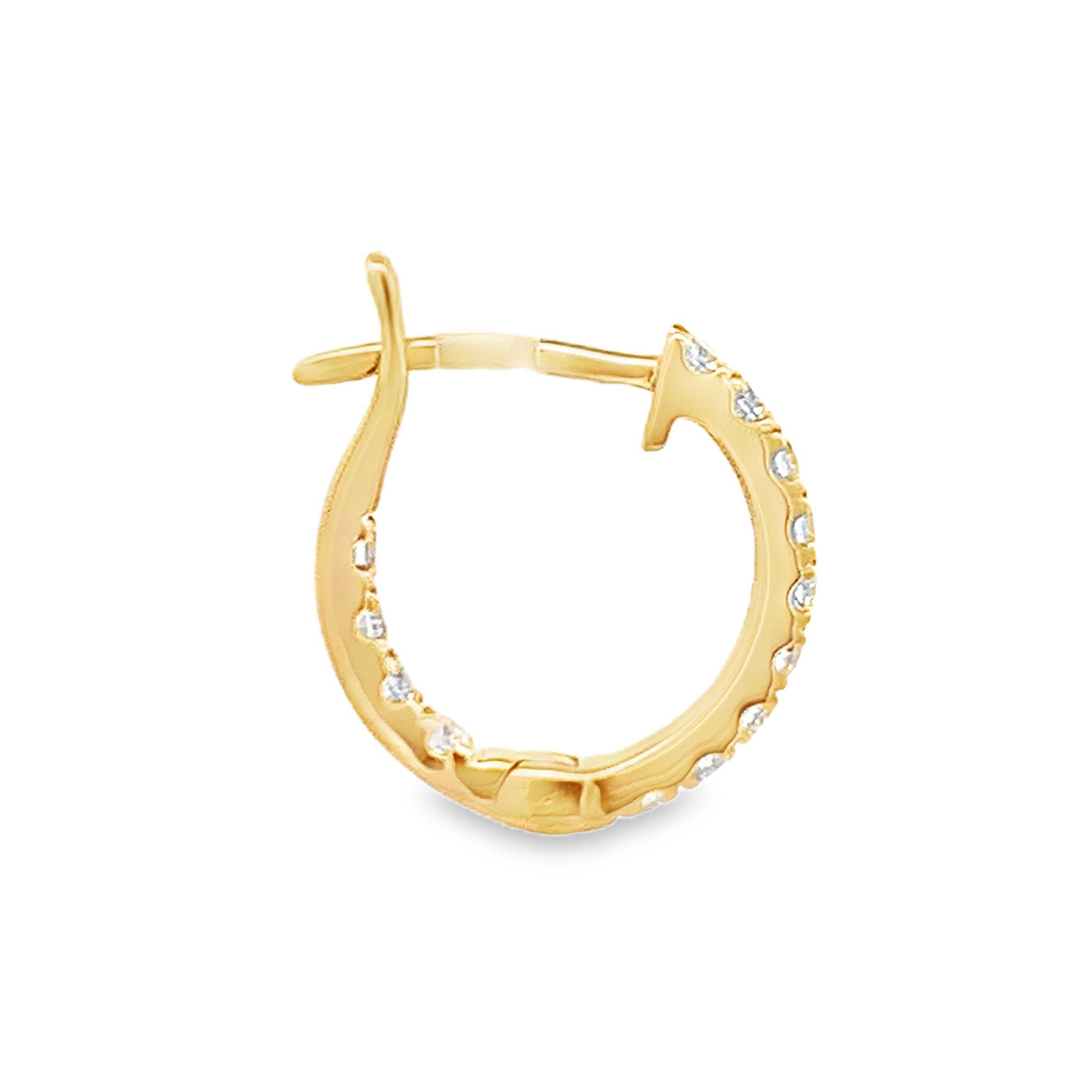 14K Yellow Gold Inside-Out Diamond Huggies
