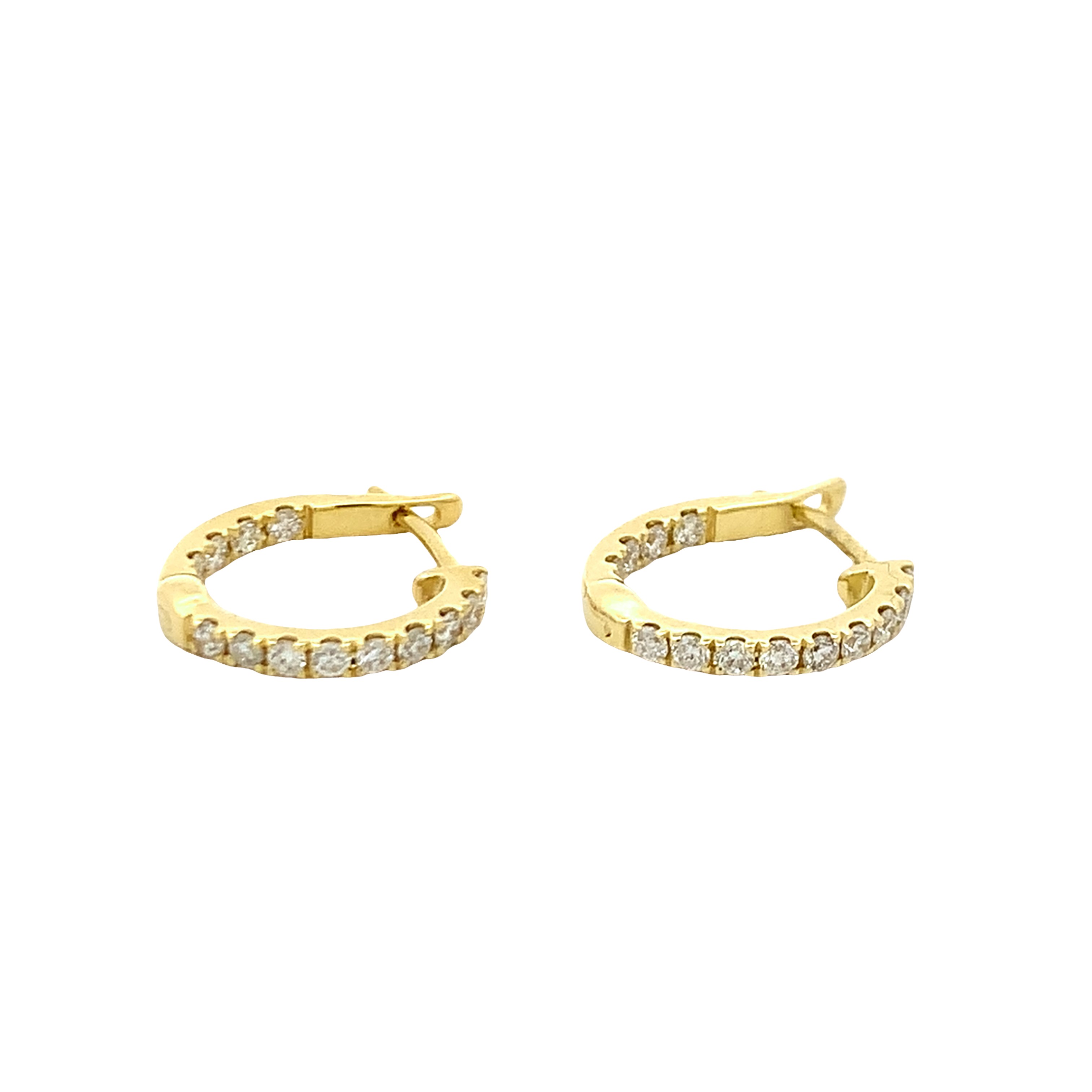 14K Yellow Gold Inside-Out Diamond Huggies