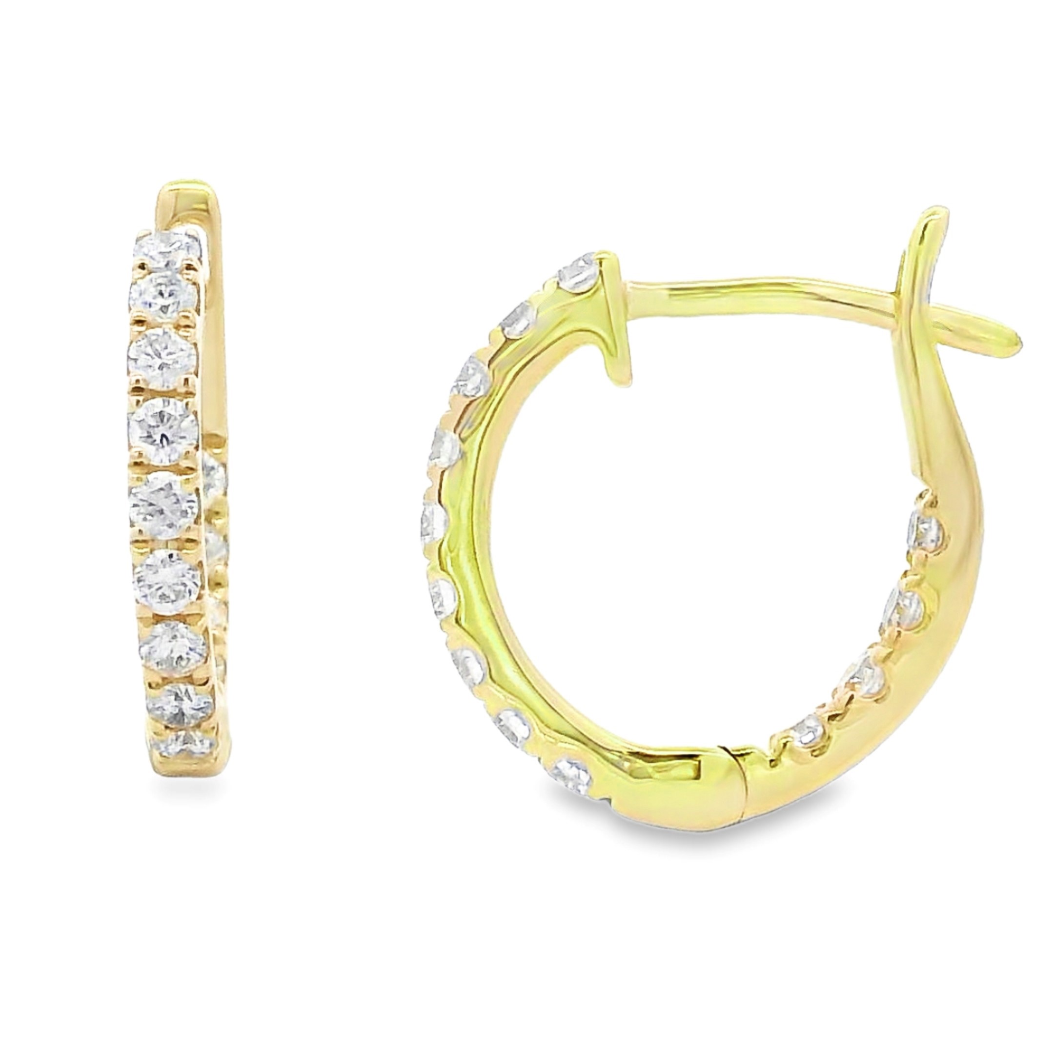 14K Yellow Gold Inside-Out Diamond Huggies