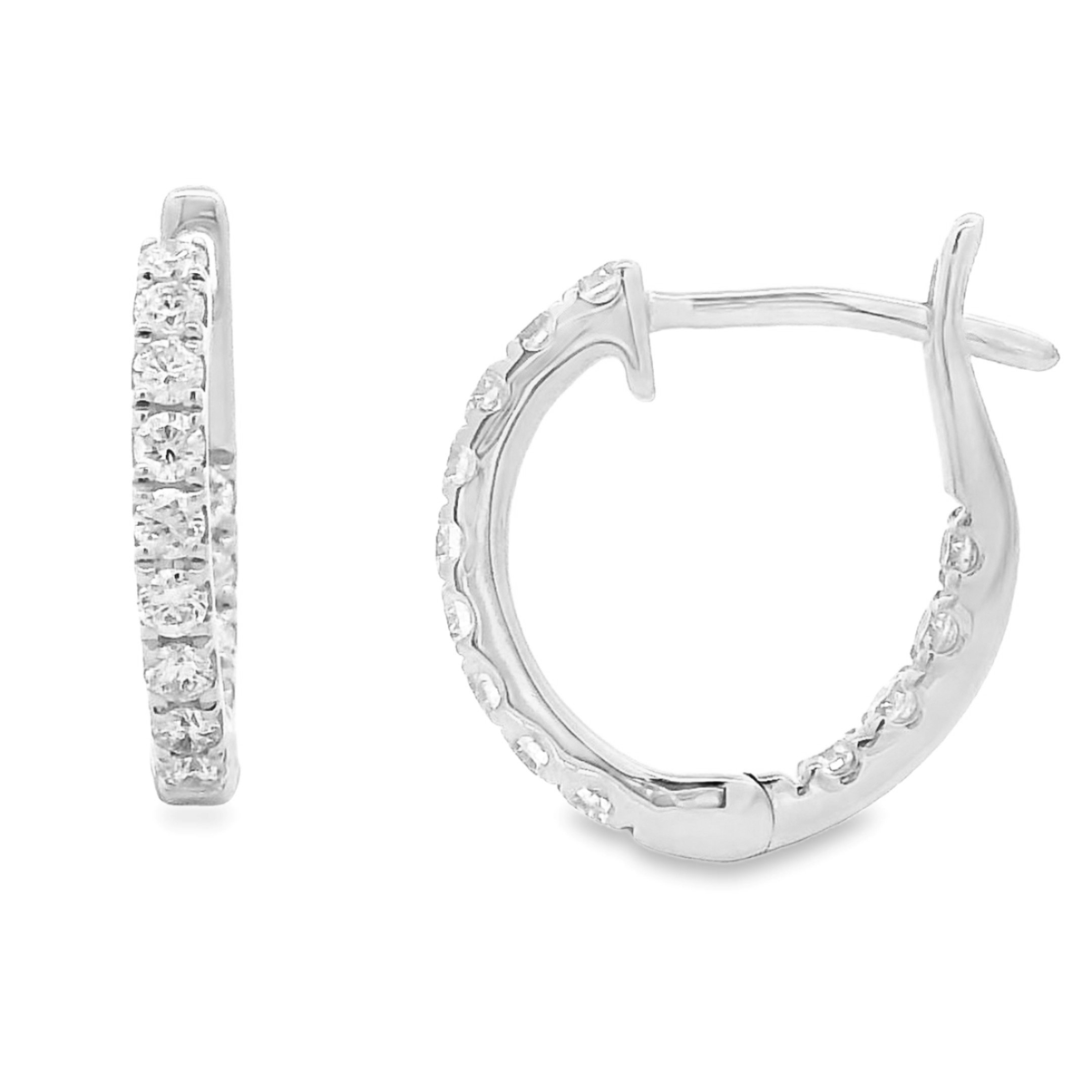 14K White Gold Inside-Out Diamond Huggies