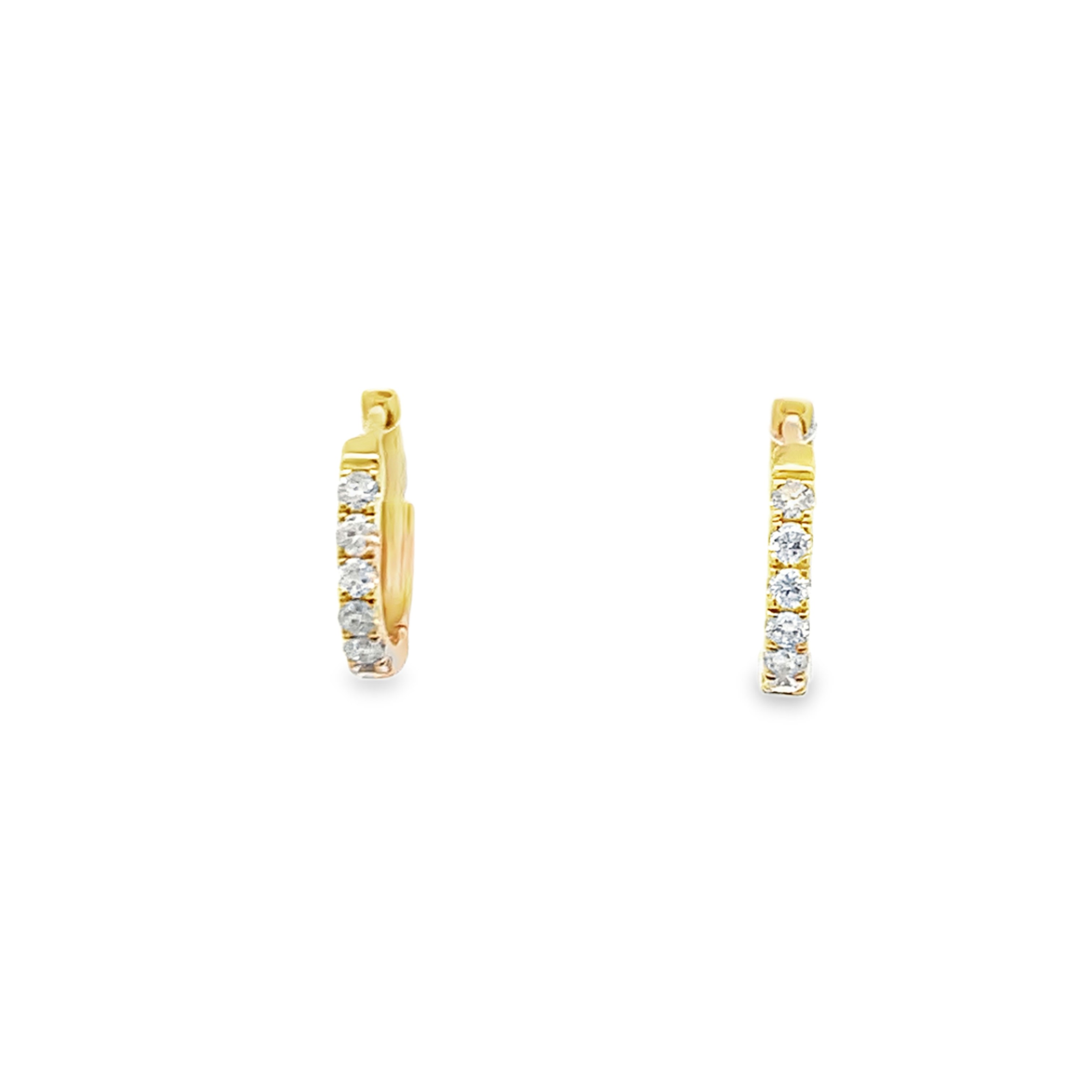 14K Yellow Gold 12mm Diamond Huggies