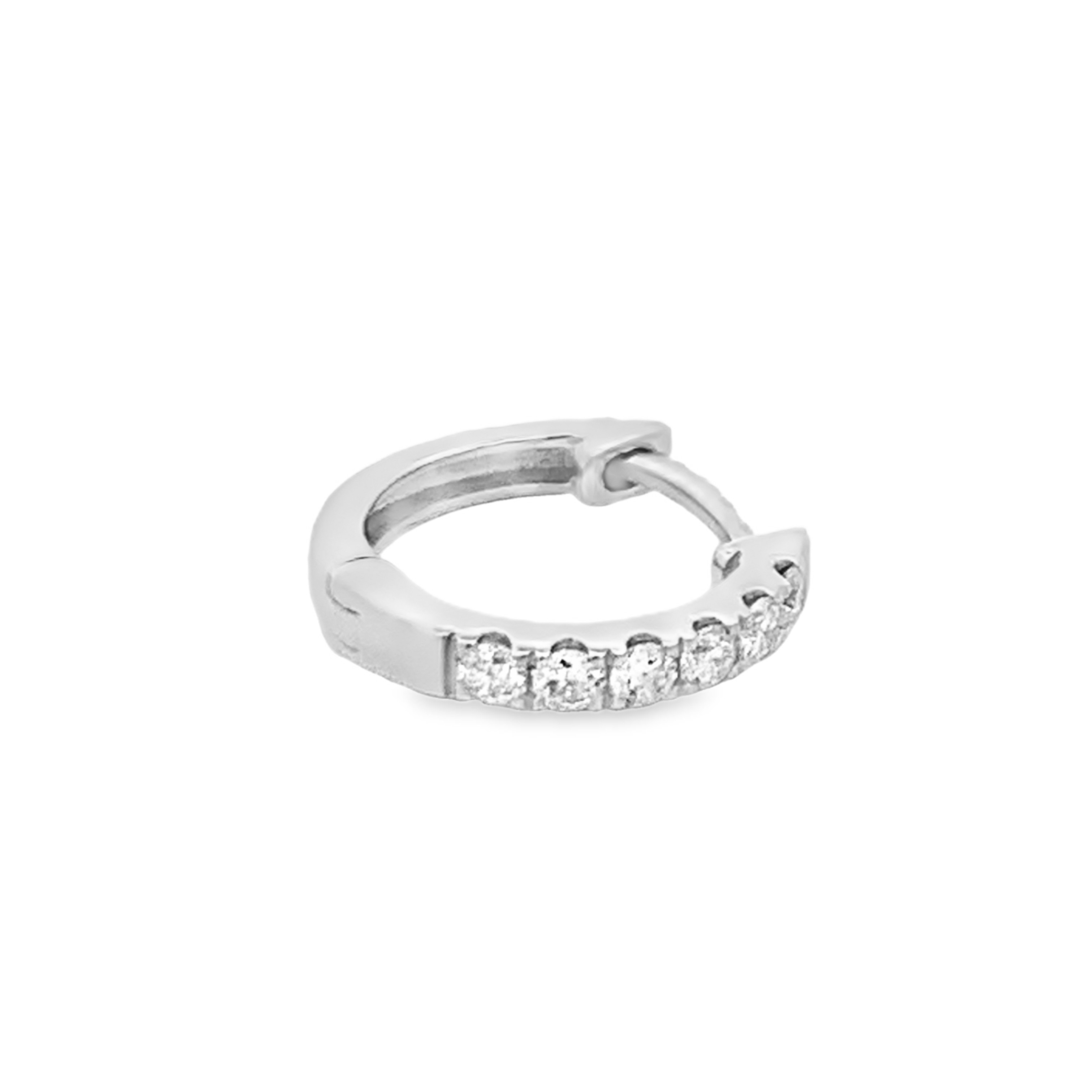 14K White Gold 12mm Diamond Huggies
