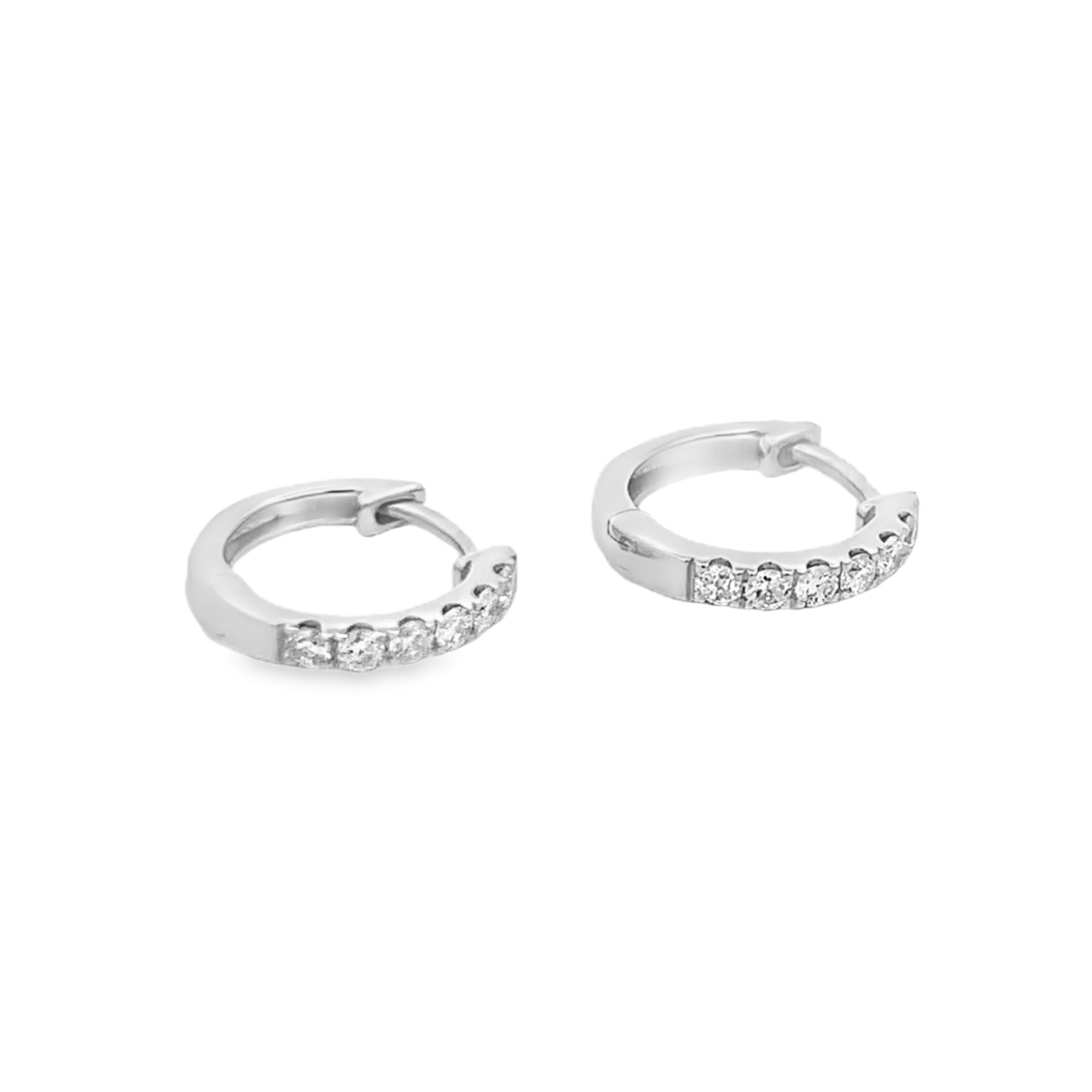 14K White Gold 12mm Diamond Huggies
