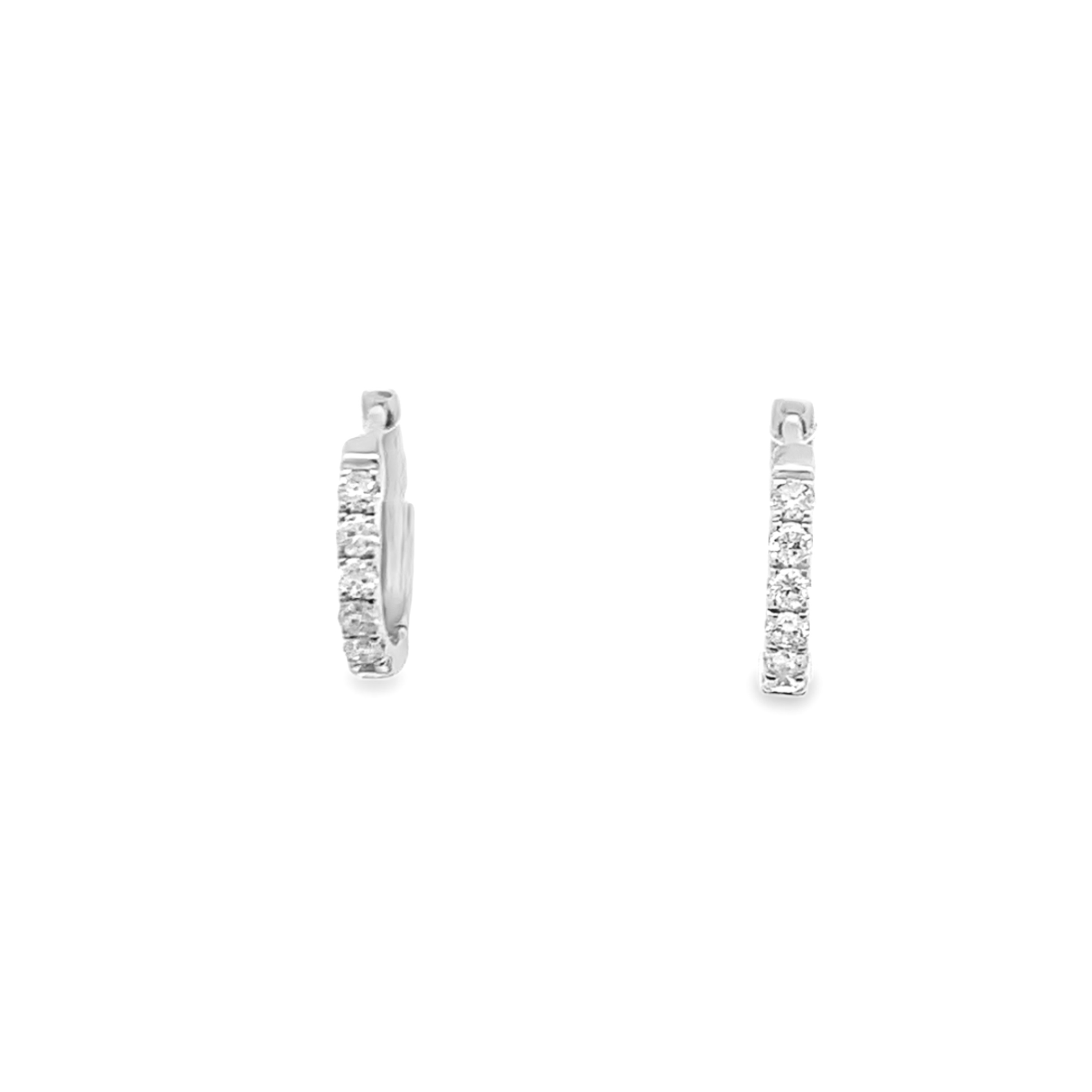 14K White Gold 12mm Diamond Huggies
