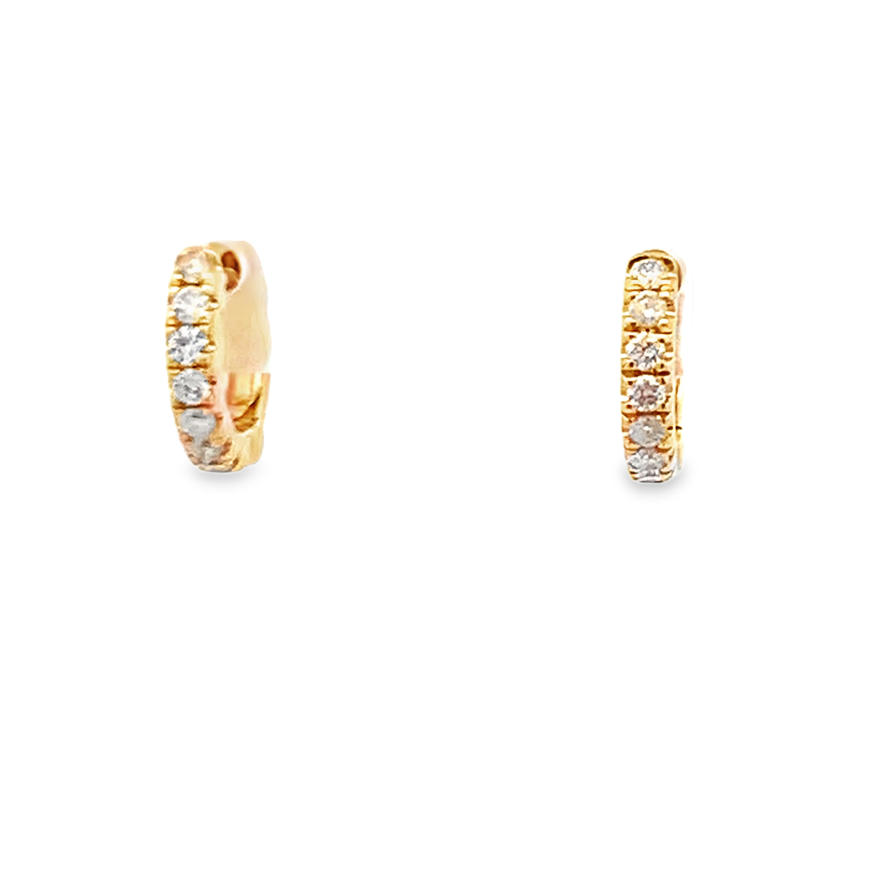 14K Yellow Gold Diamond Huggies