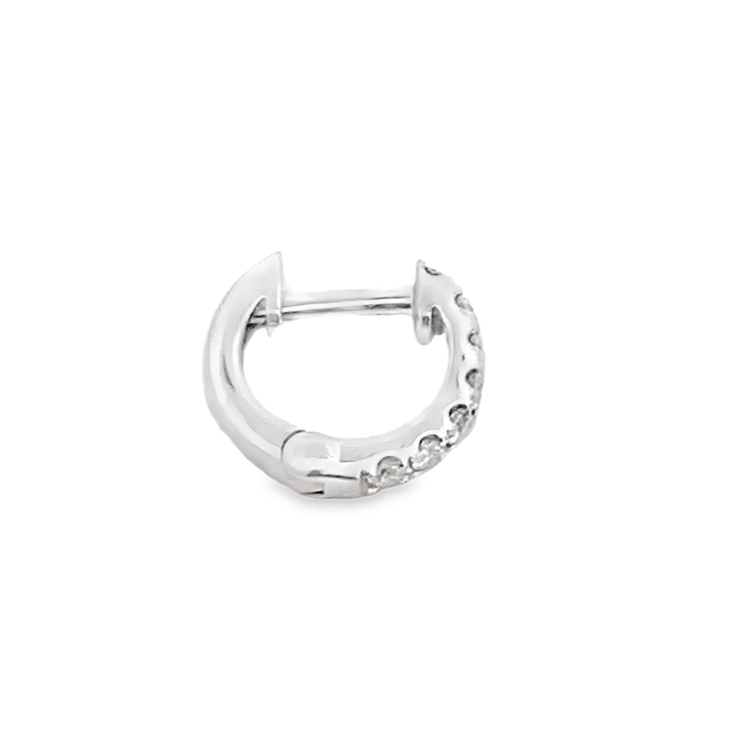 14K White Gold Diamond Huggies