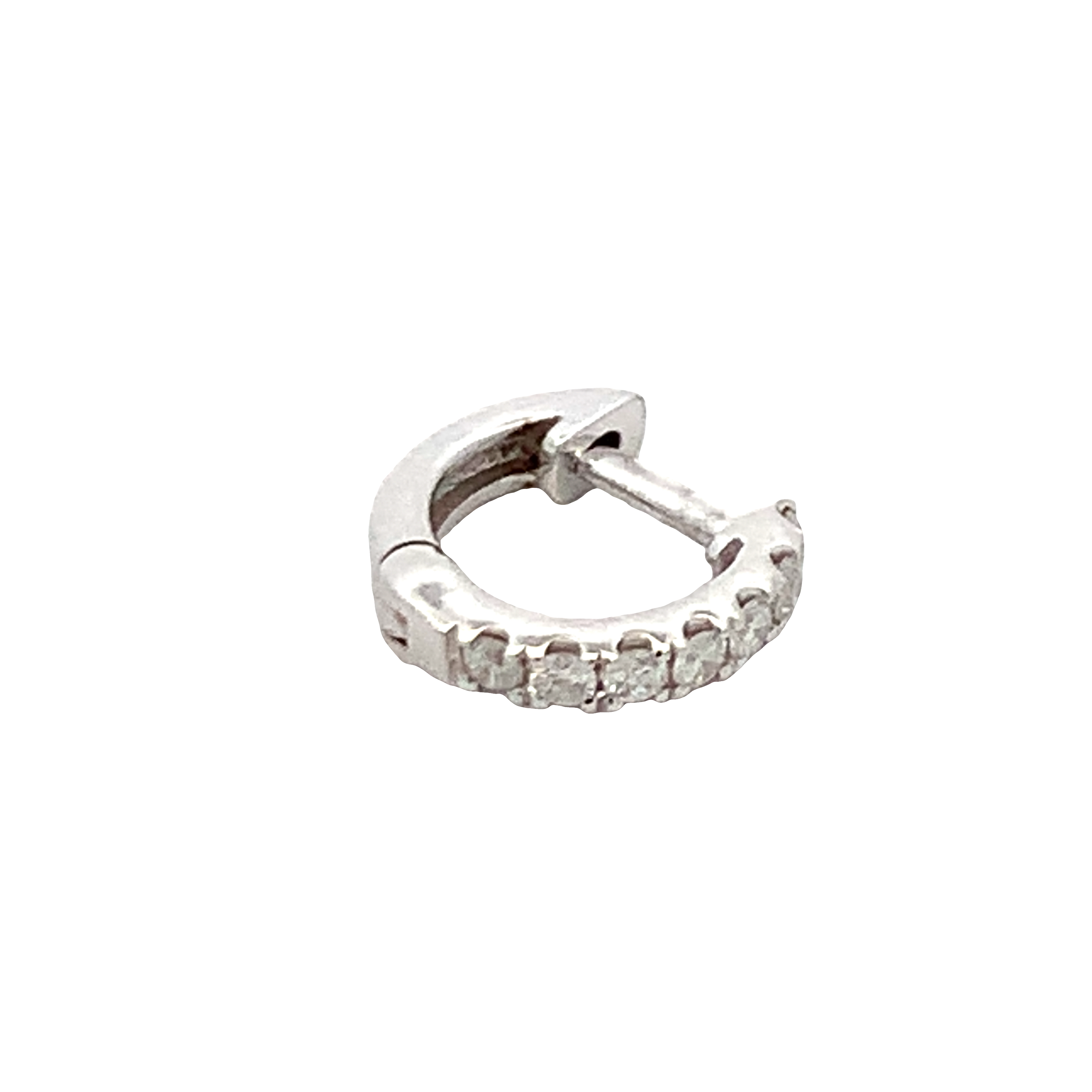 14K White Gold Diamond Huggies