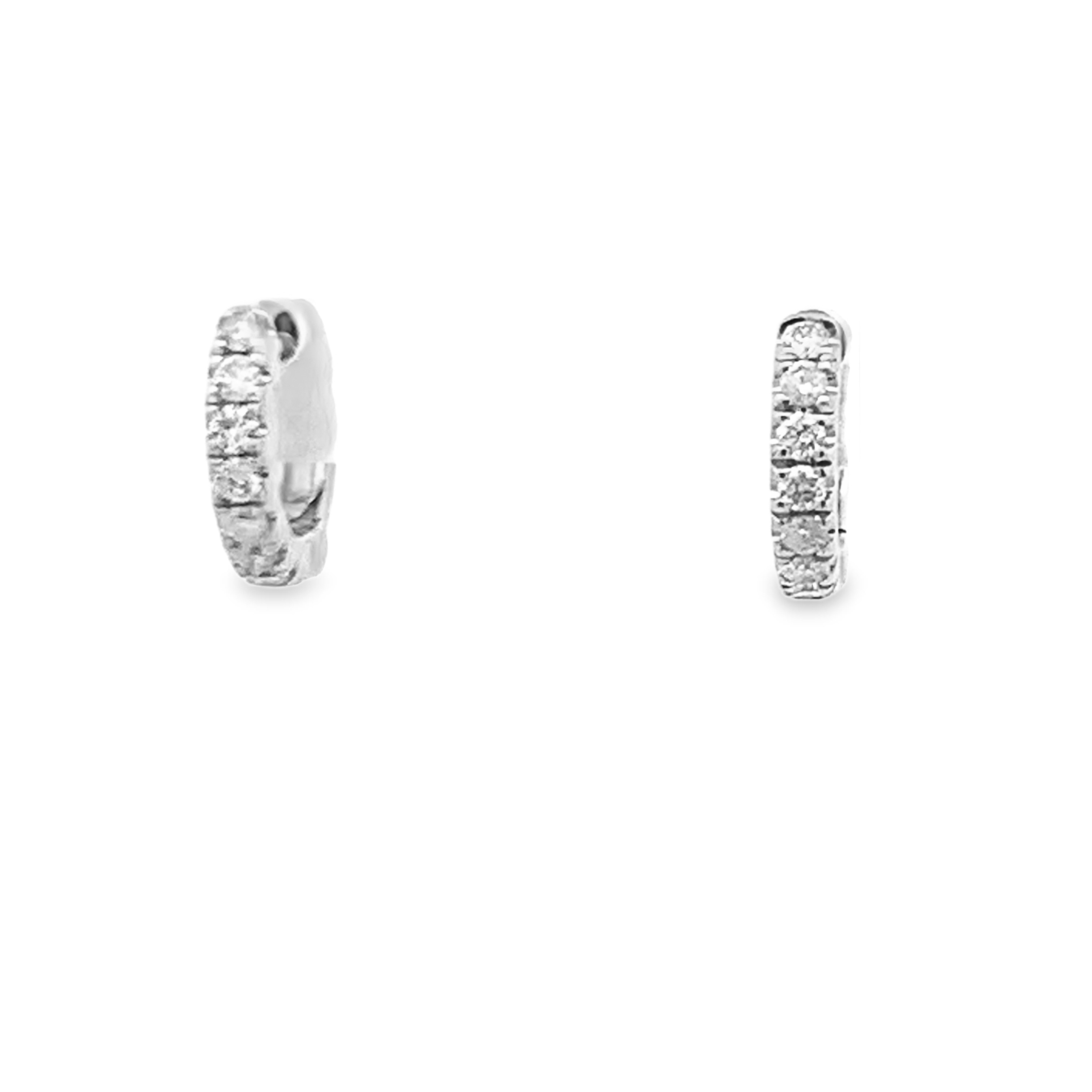 14K White Gold Diamond Huggies
