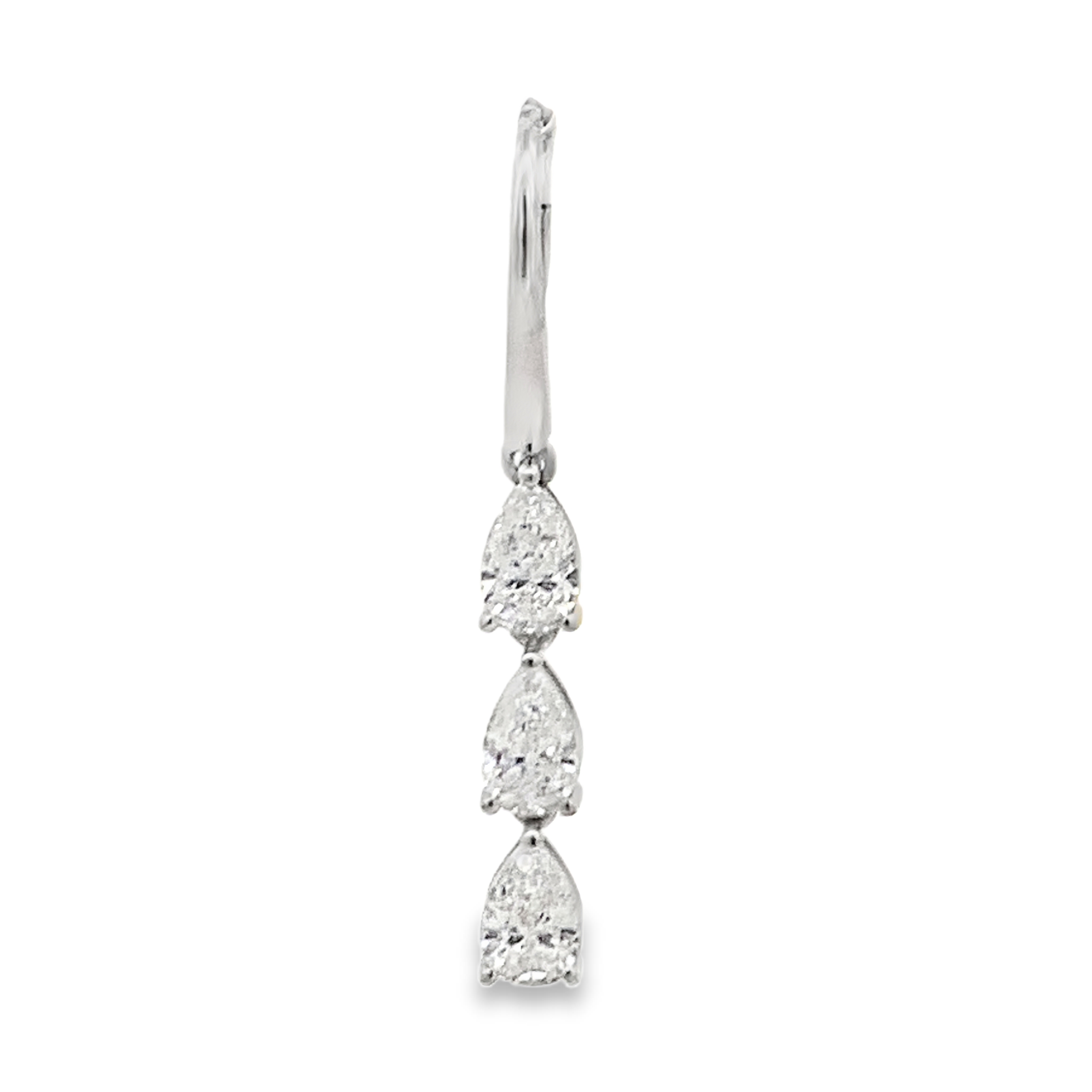 Norman Silverman 18K White Gold 2.5 Carat Pear Diamond Dangling Earrings
