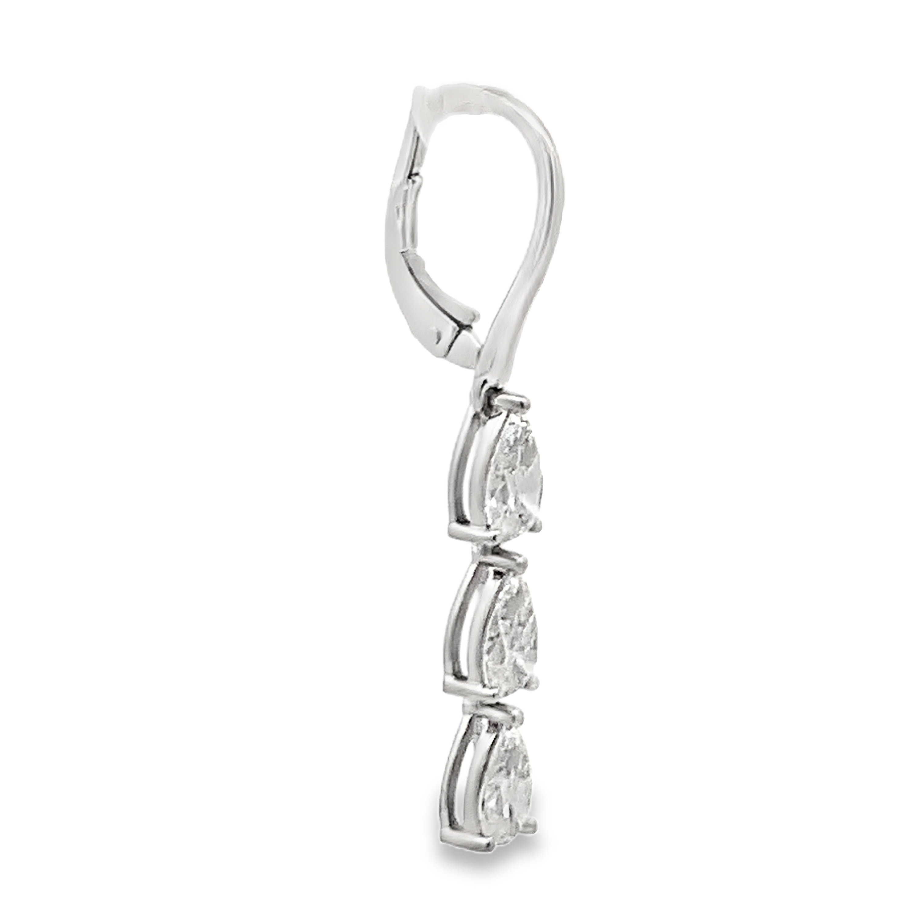 Norman Silverman 18K White Gold 2.5 Carat Pear Diamond Dangling Earrings