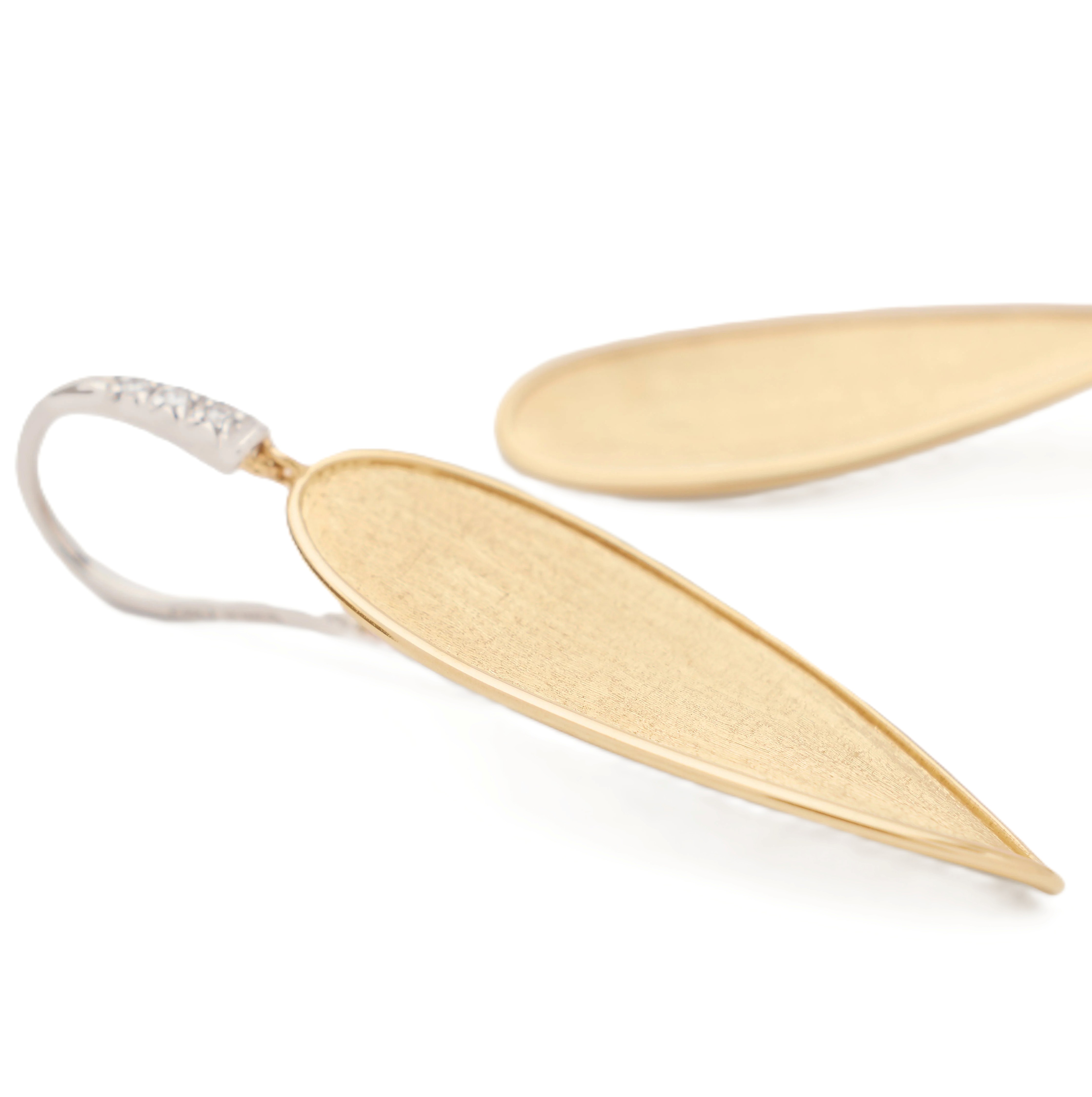 Marco Bicego 18K Two-Tone Lunaria Twist Petal Drop Earrings with Diamond Hook