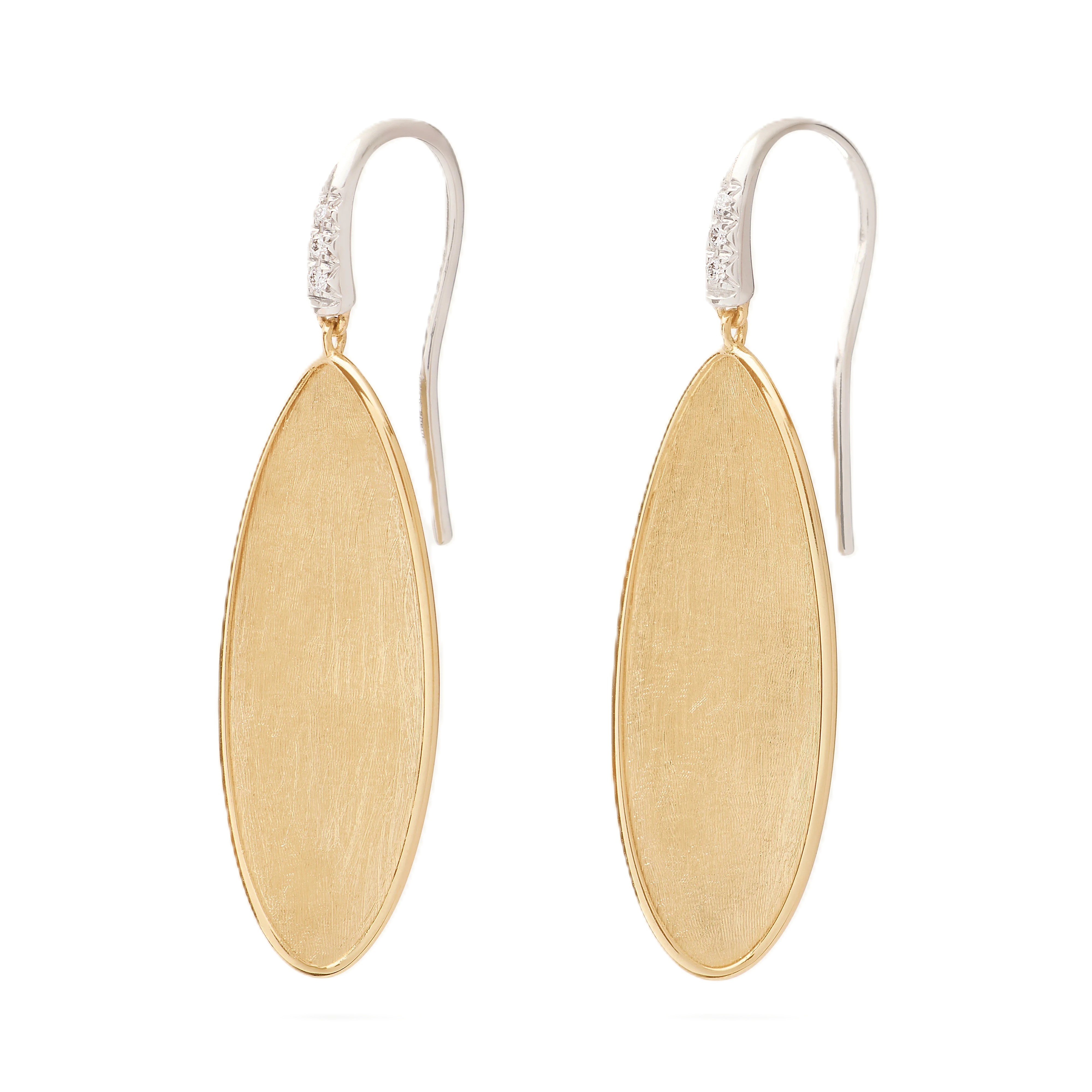 Marco Bicego 18K Two-Tone Lunaria Twist Petal Drop Earrings with Diamond Hook