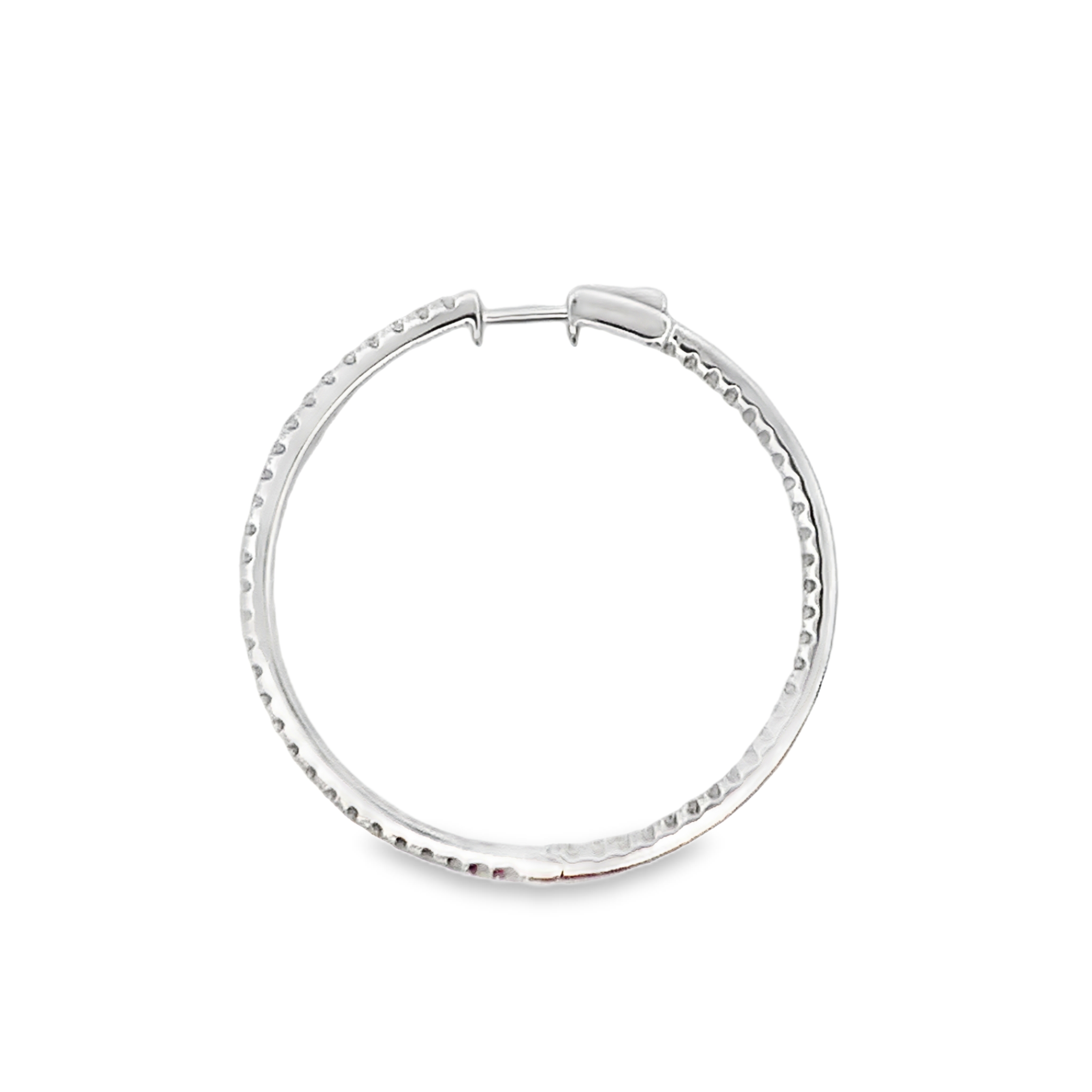 18K White Gold Diamond 2 Carat 34mm Hoops Earrings