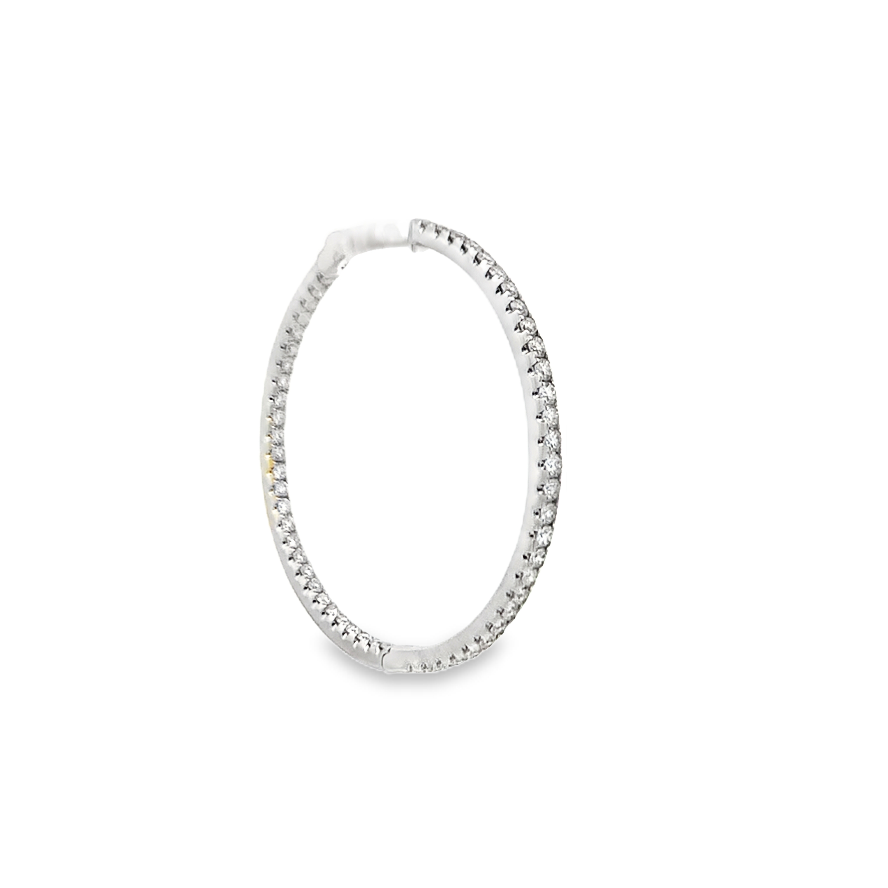 18K White Gold Diamond 2 Carat 34mm Hoops Earrings