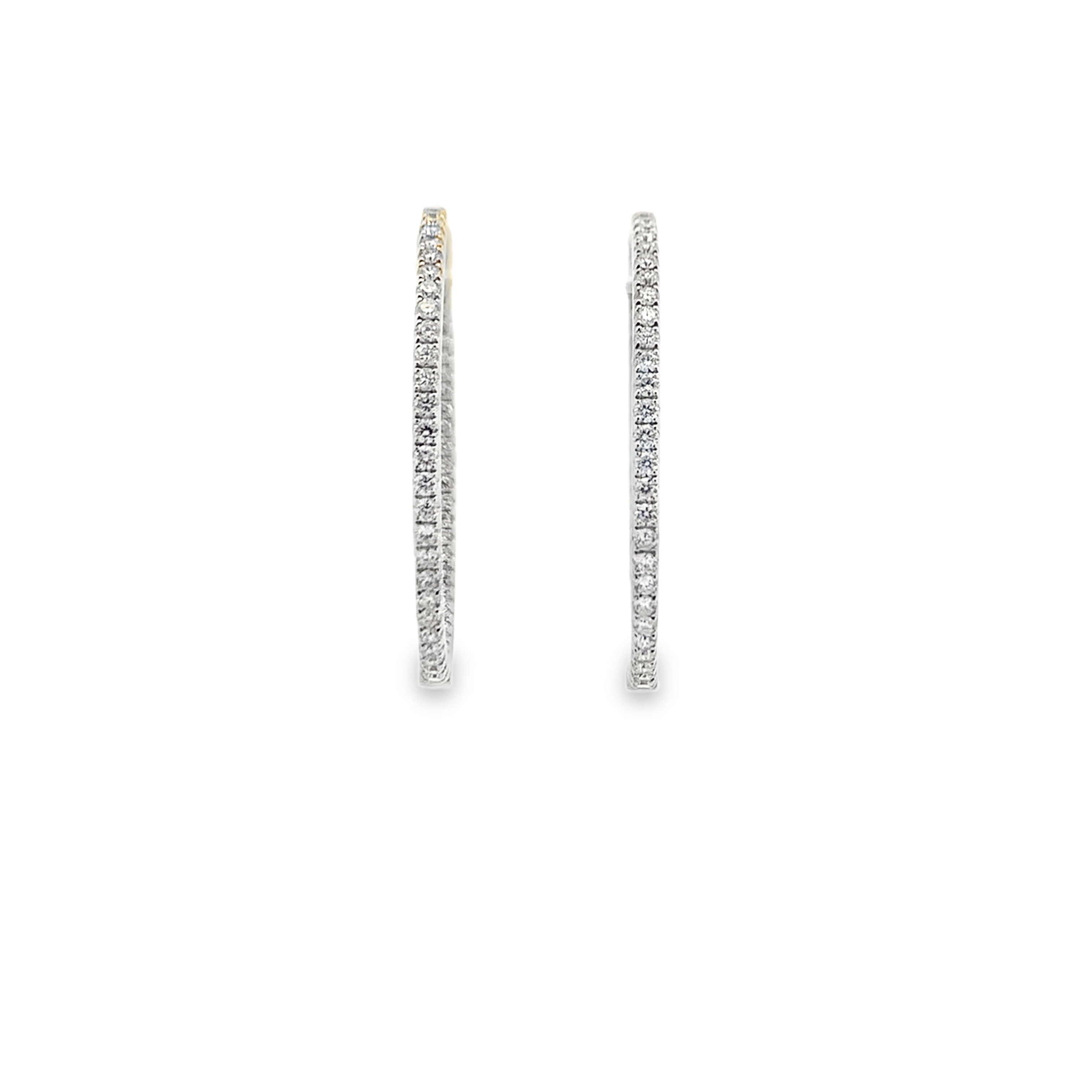 18K White Gold Diamond 2 Carat 34mm Hoops Earrings
