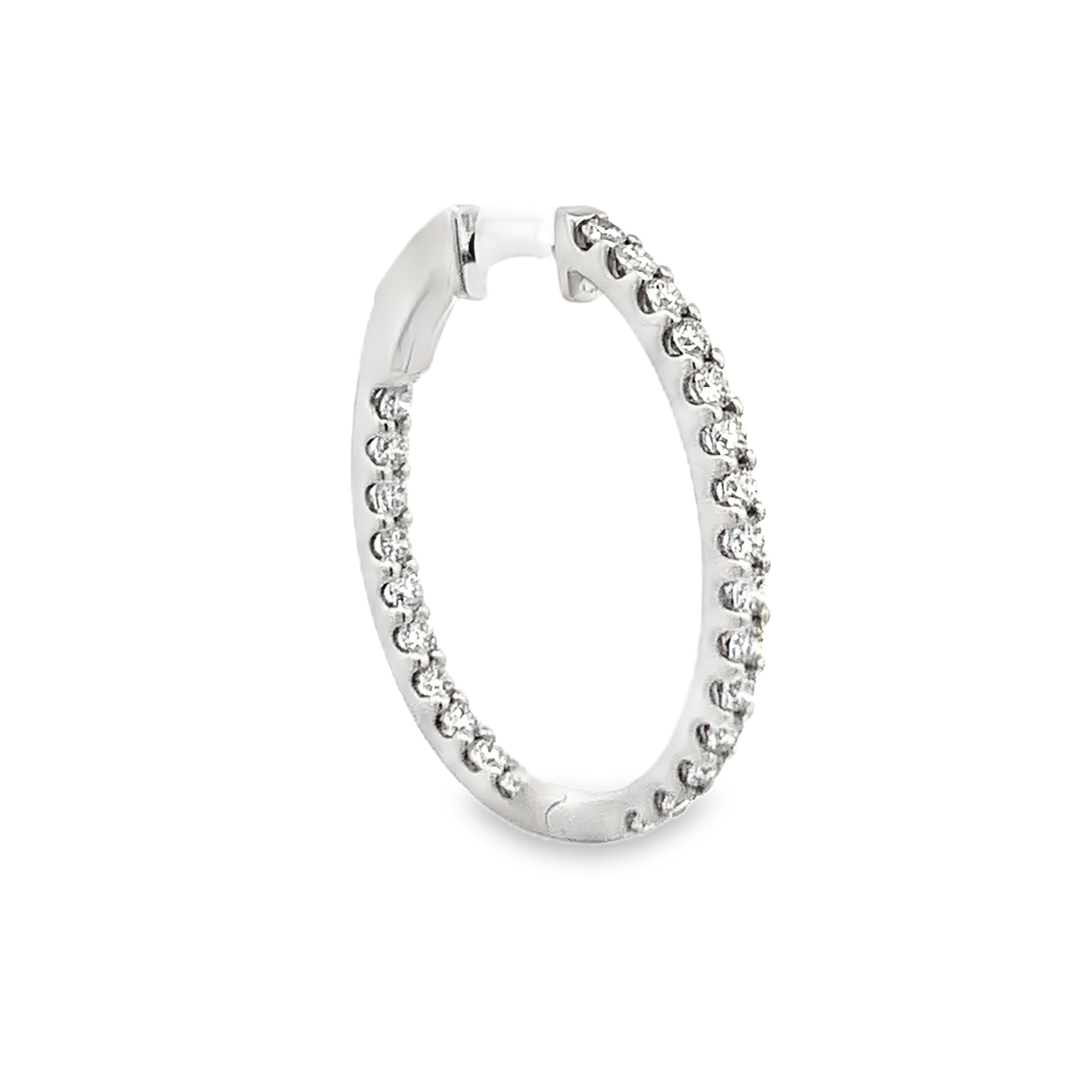 18K White Gold 2 Carat Diamond Hoops 25x21mm