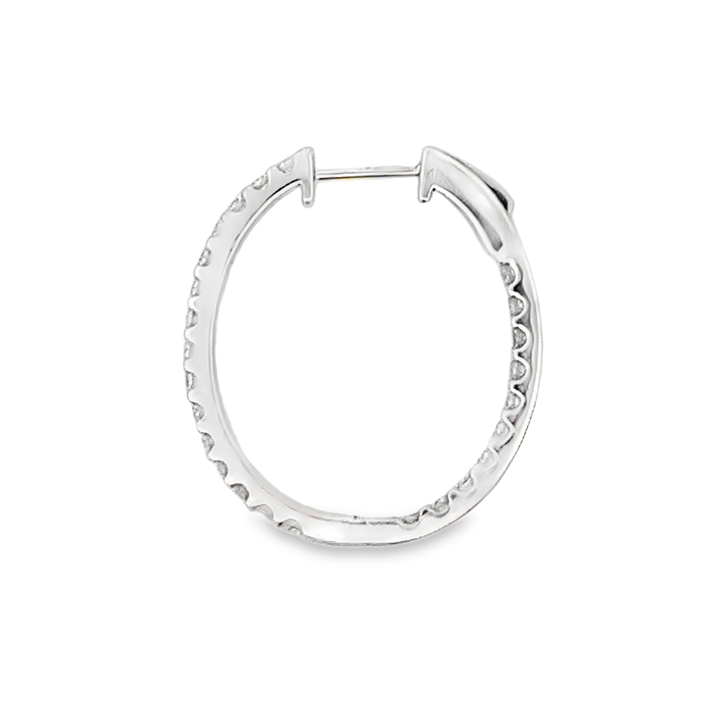18K White Gold 2 Carat Diamond Hoops 25x21mm