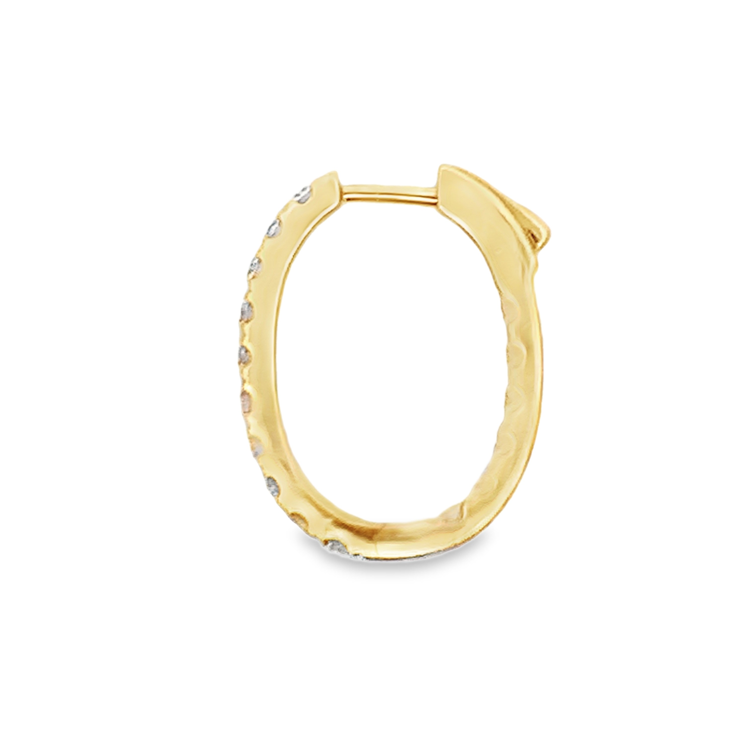 18K Yellow Gold Diamond Hoops 21x15mm with 32 Round Diamonds 2.56 CTW G-H VS1-VS2