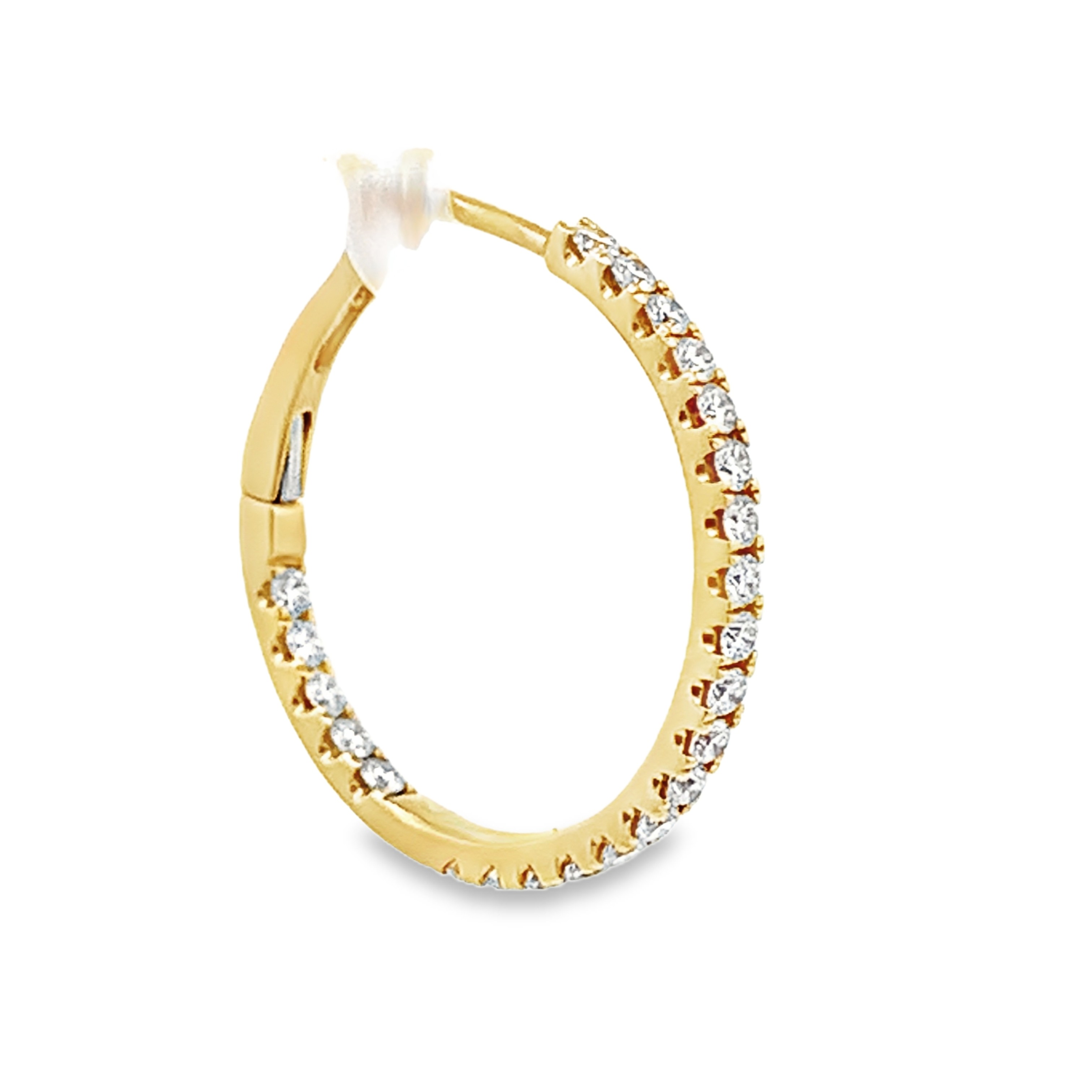 18K Yellow Gold Diamond Hoops 18mm