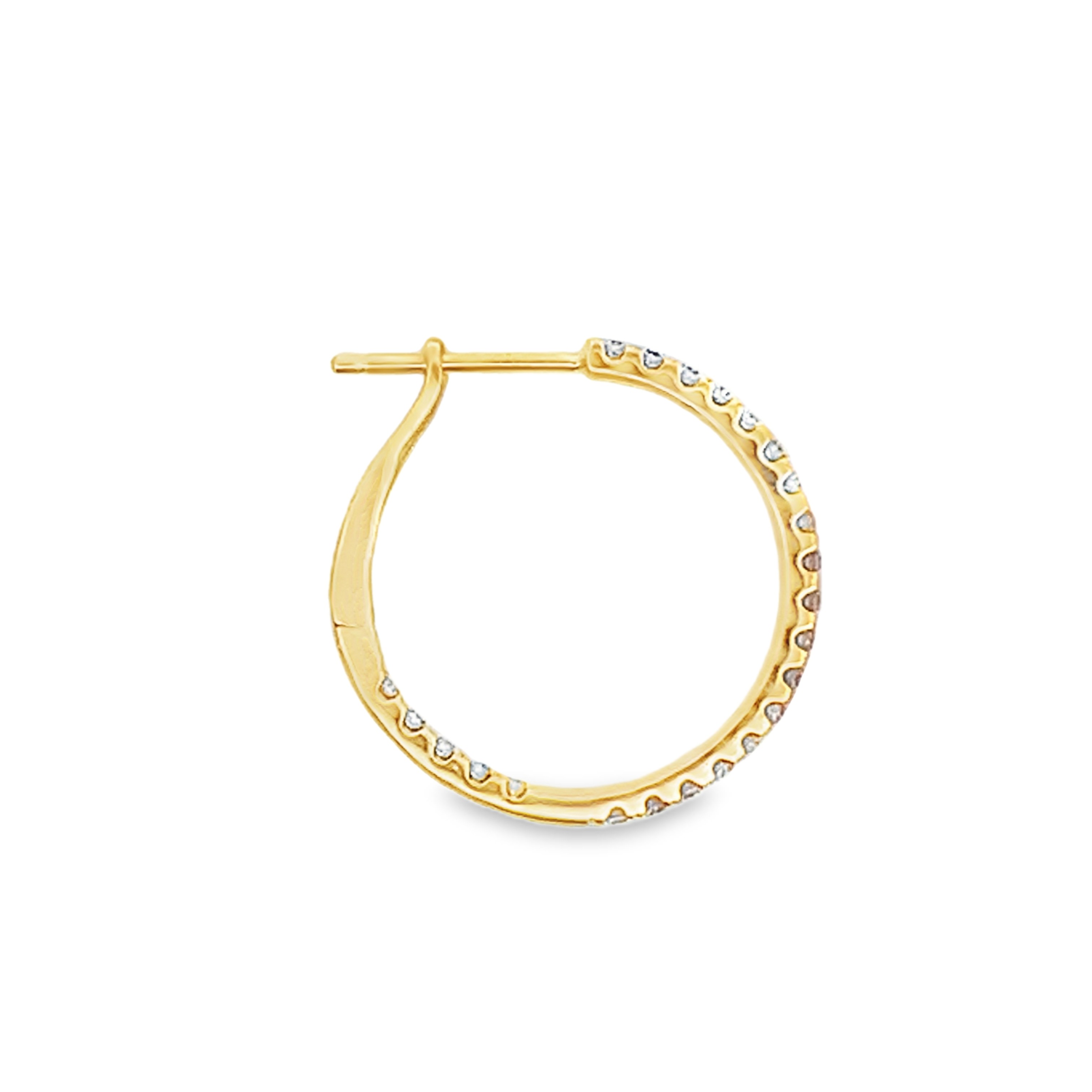 18K Yellow Gold Diamond Hoops 18mm