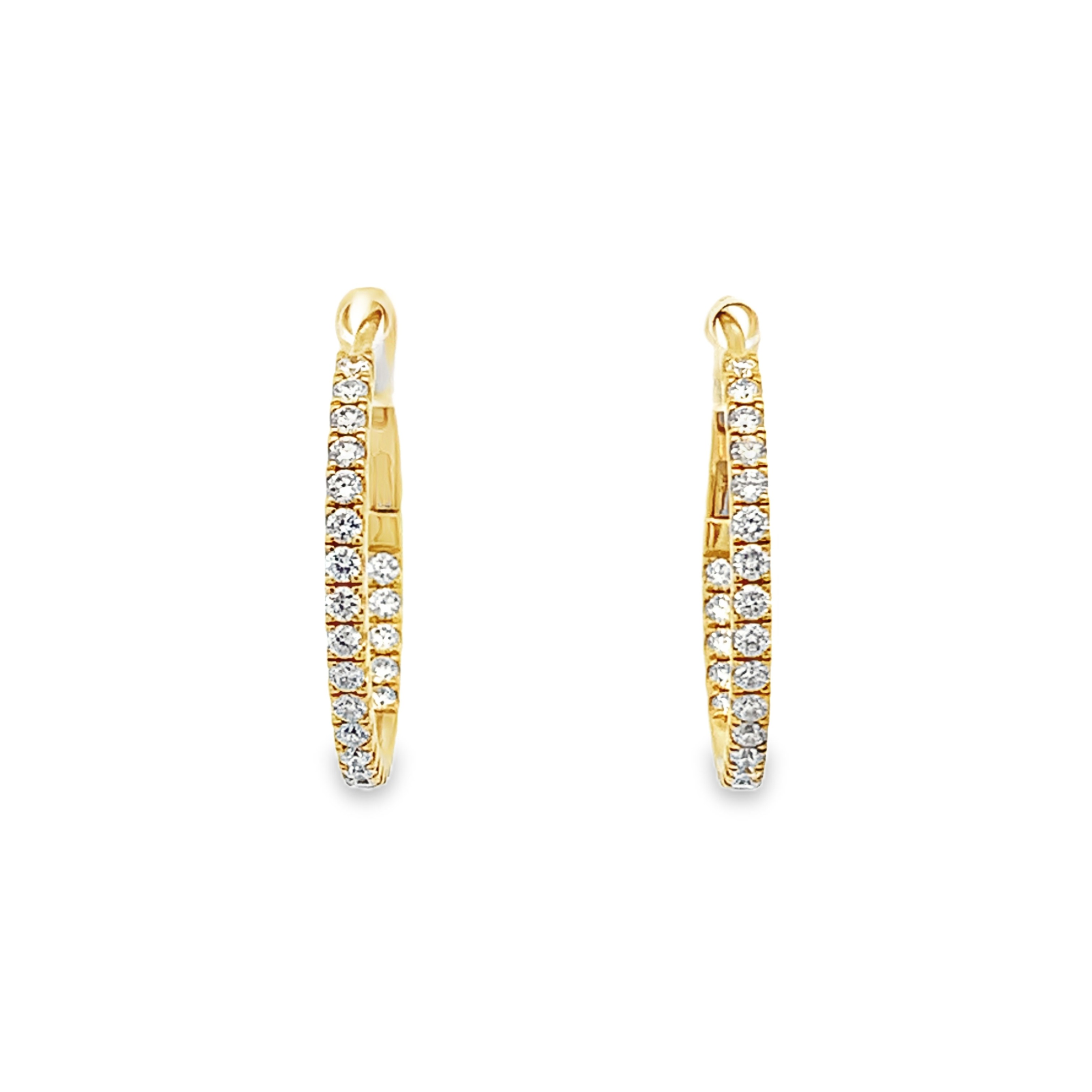 18K Yellow Gold Diamond Hoops 18mm