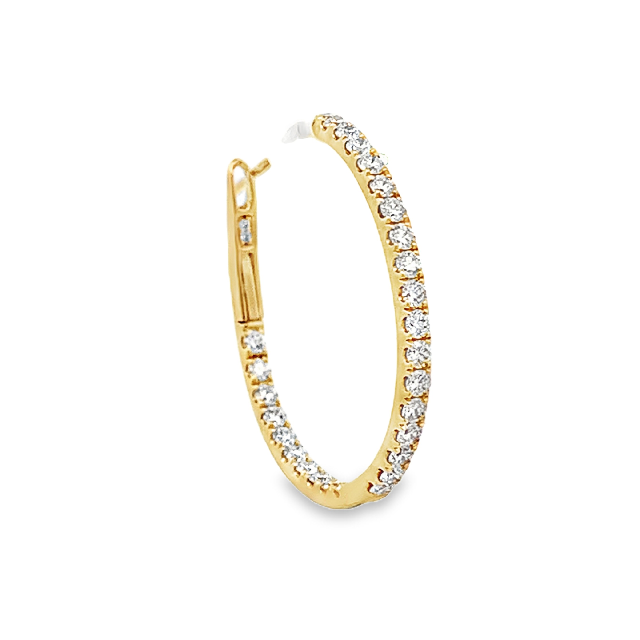 18K Yellow Gold Diamond Hoops 22mm