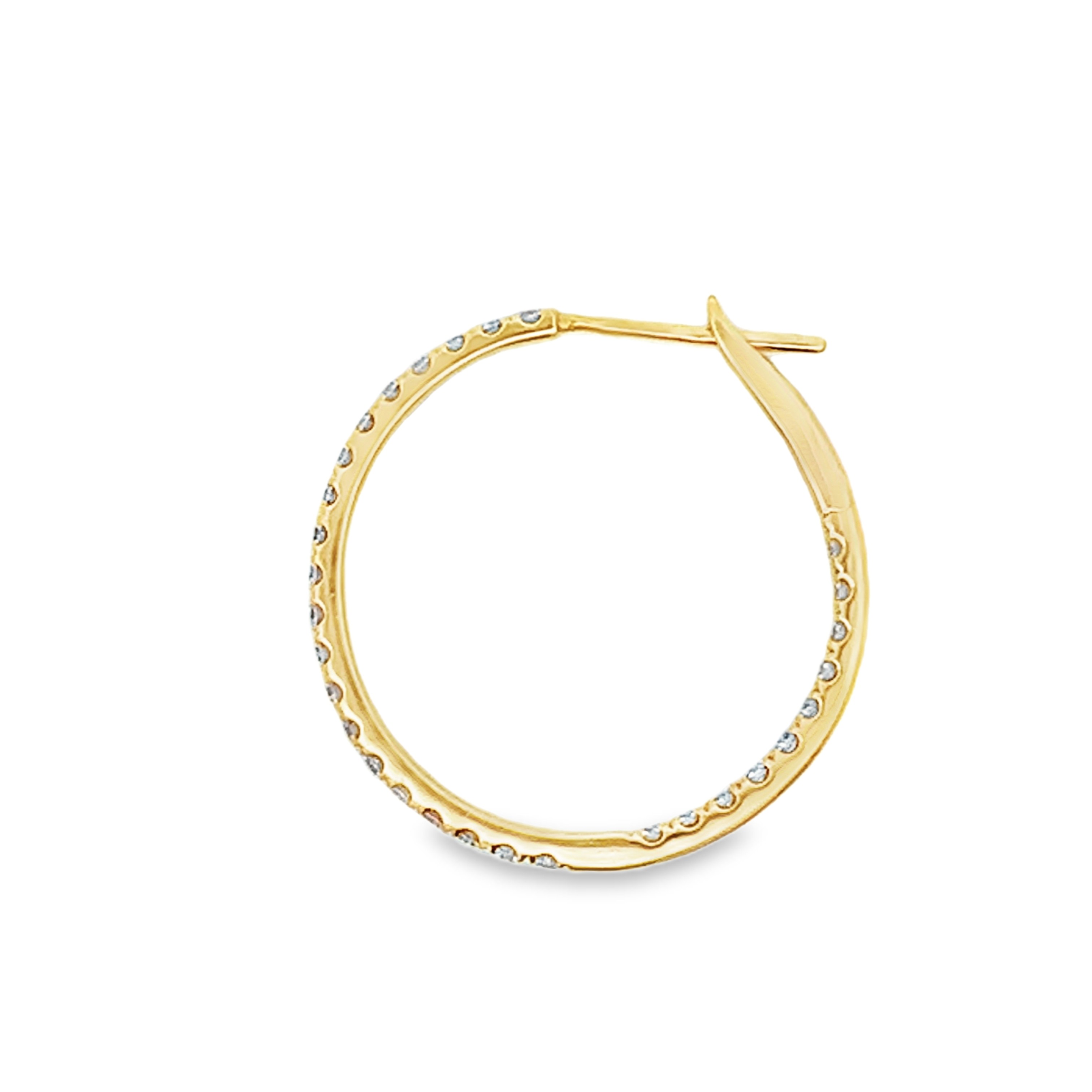 18K Yellow Gold Diamond Hoops 22mm