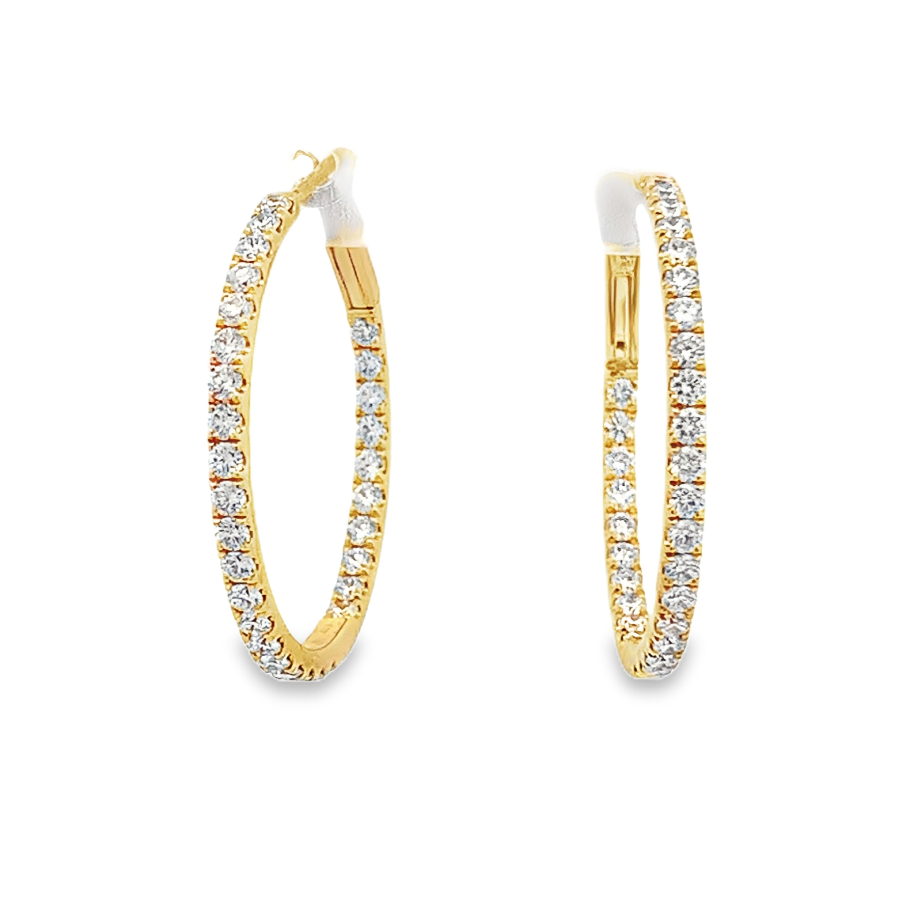 18K Yellow Gold Diamond Hoops 22mm