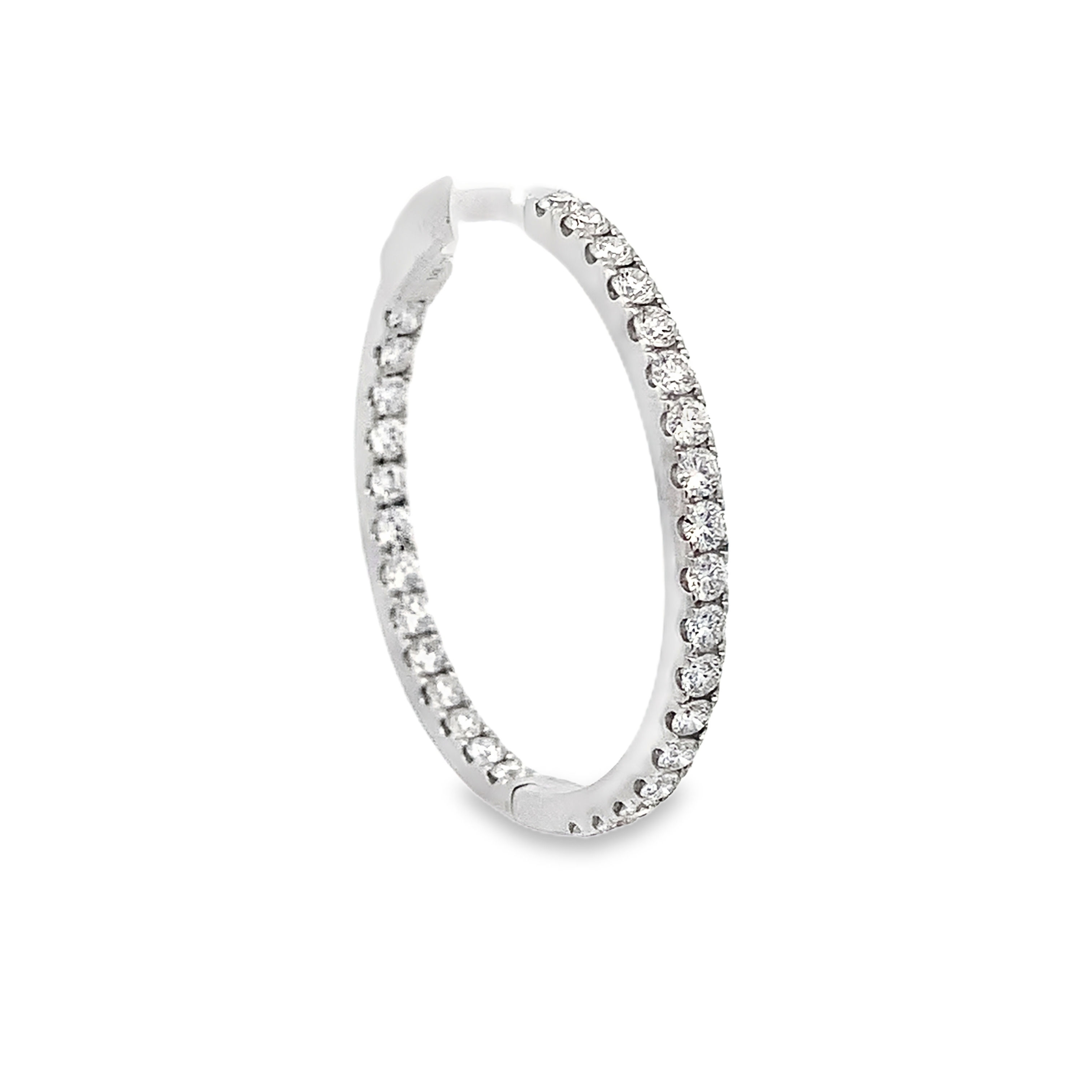 18K White Gold Diamond Hoops 27mm