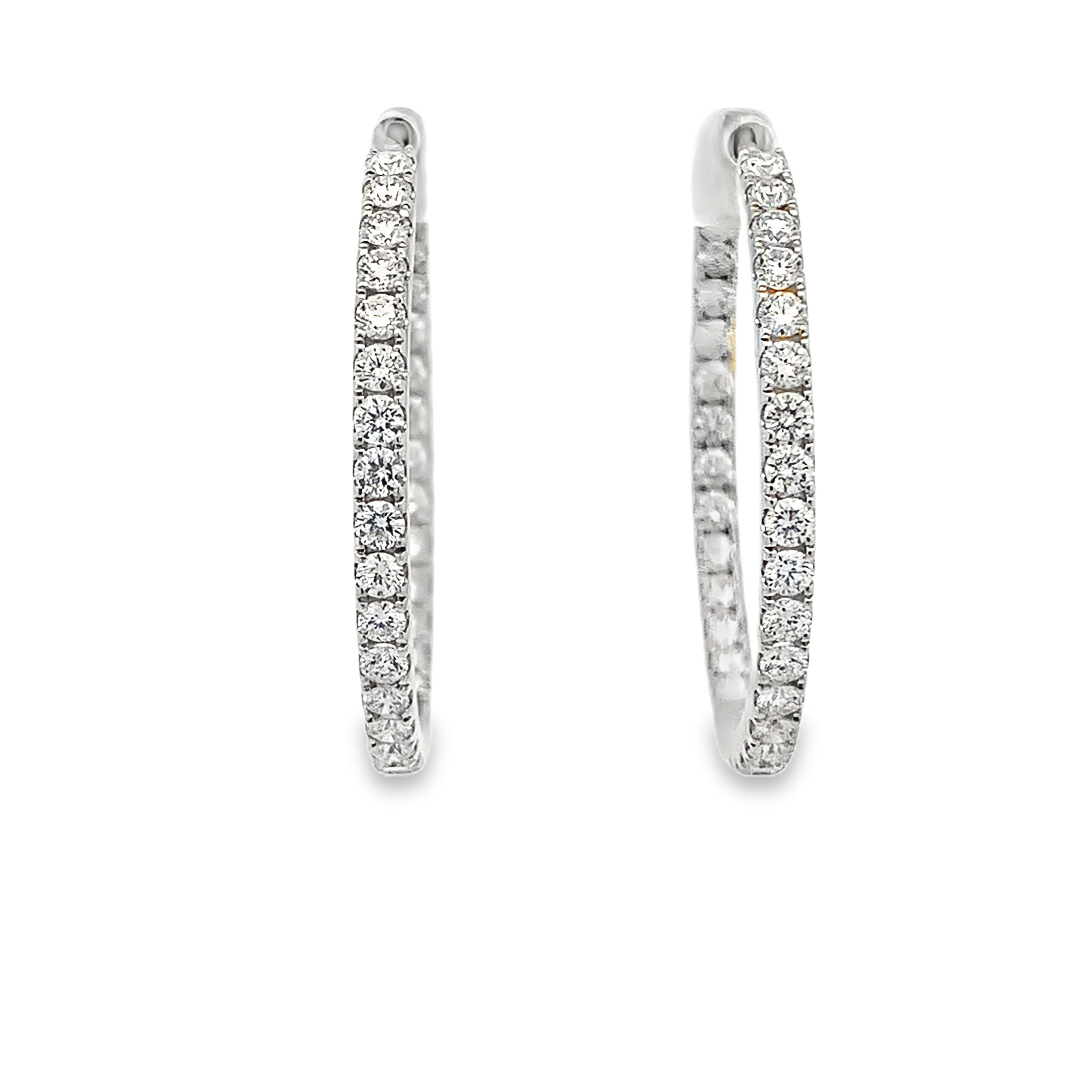 18K White Gold Diamond Hoops 27mm