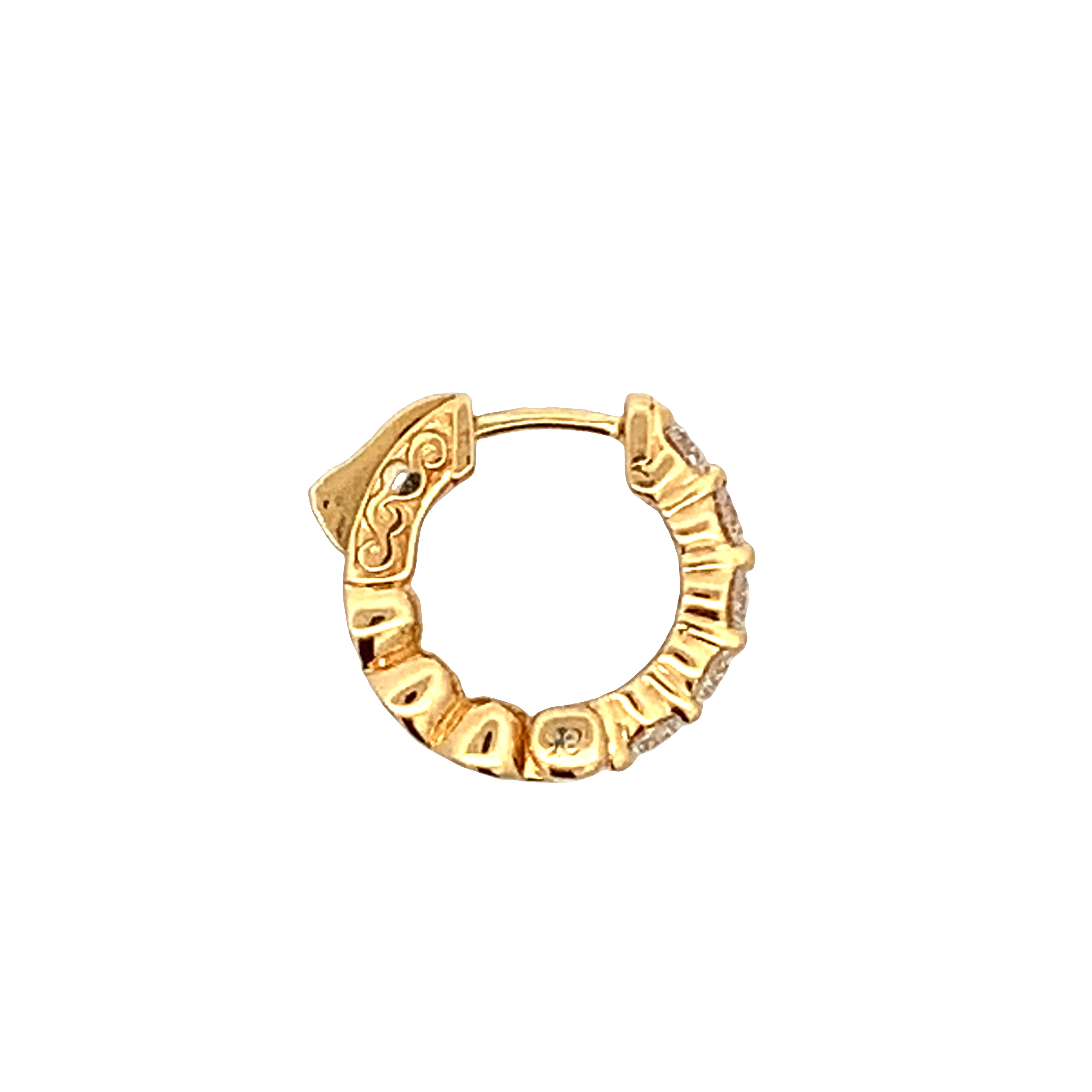 18K Yellow Gold 1 Carat Diamond Hoops 10mm