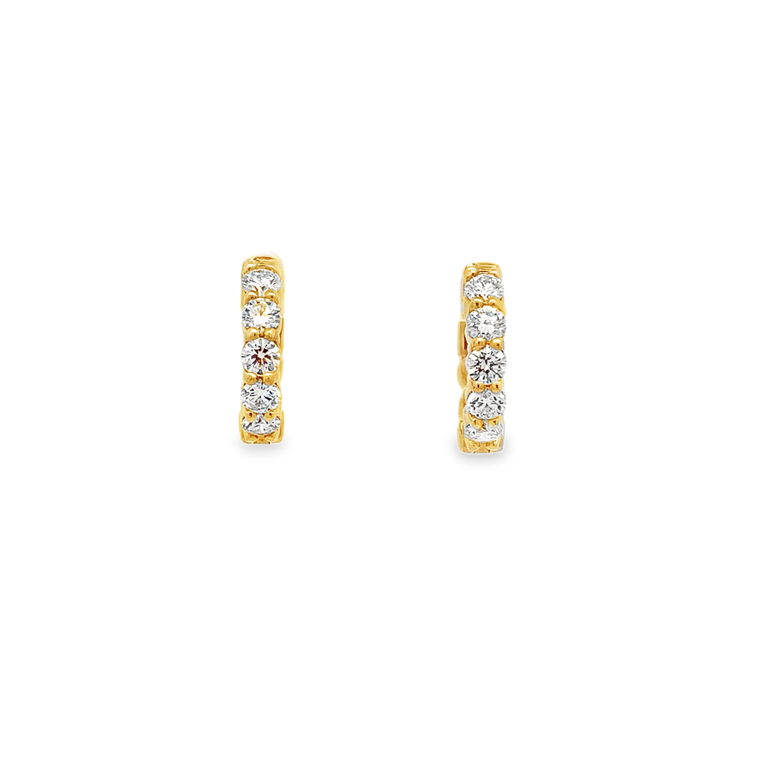 18K Yellow Gold 1 Carat Diamond Hoops 10mm