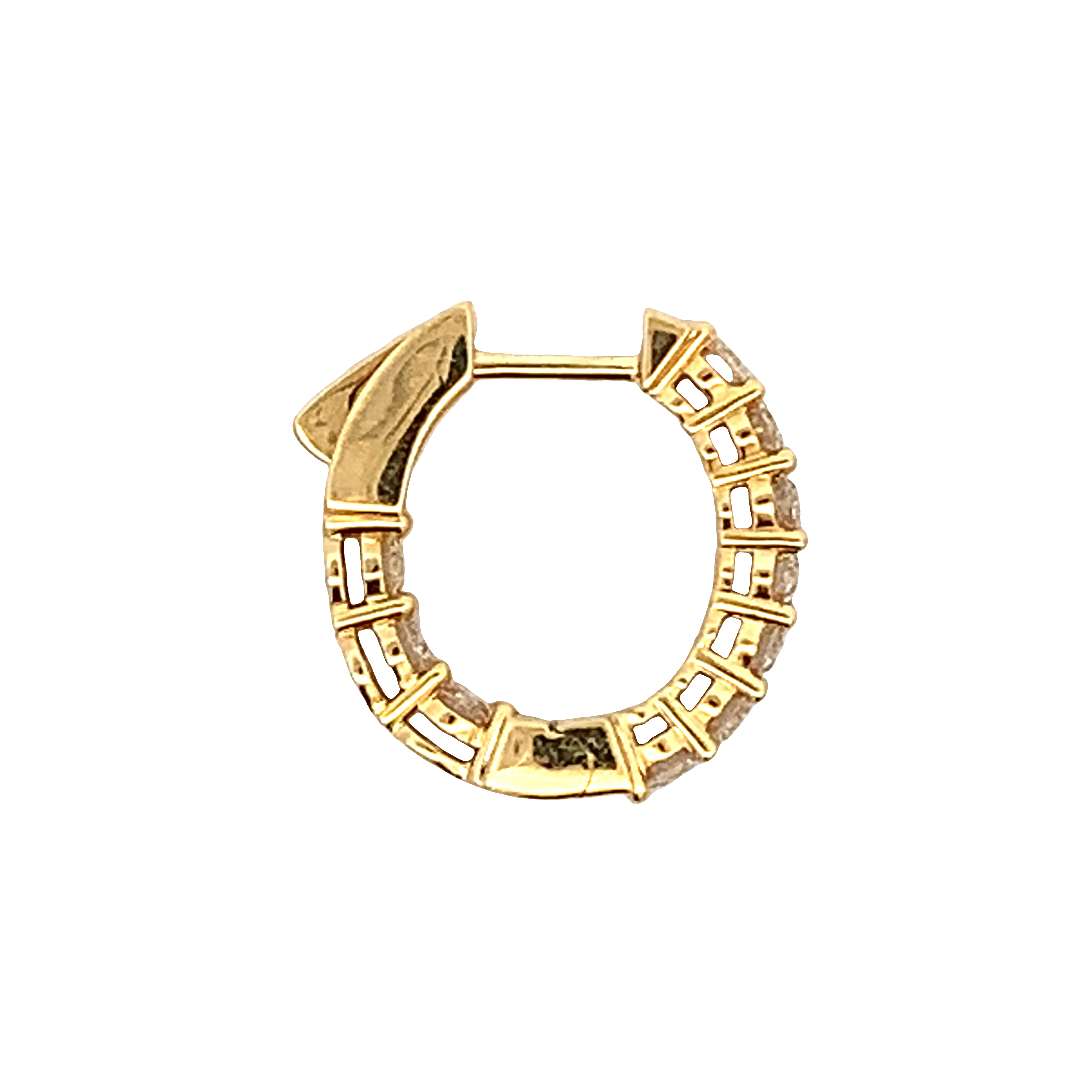 18K Yellow Gold Diamond Hoop Earrings