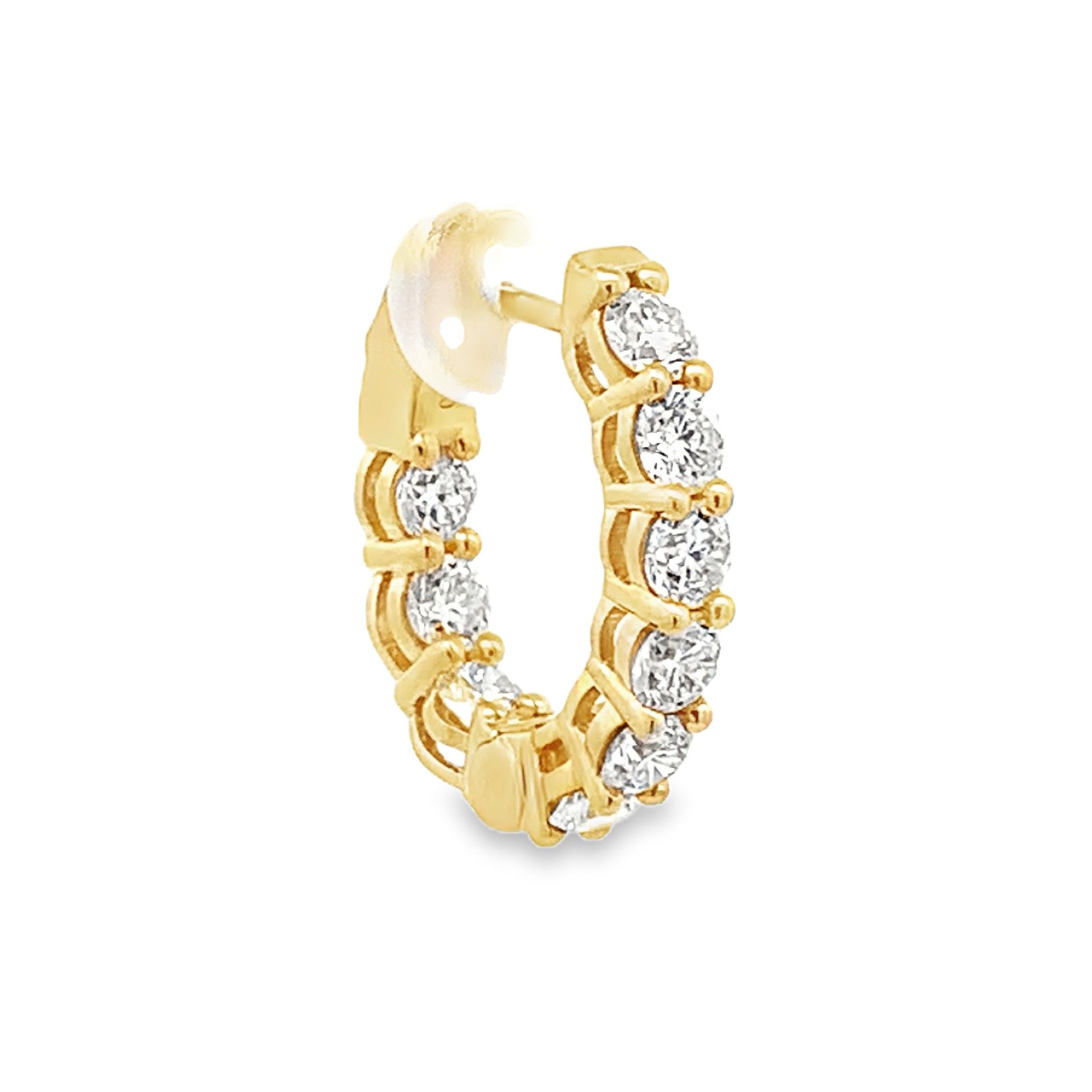 18K Yellow Gold 2.35 Carat Diamond Hoops
