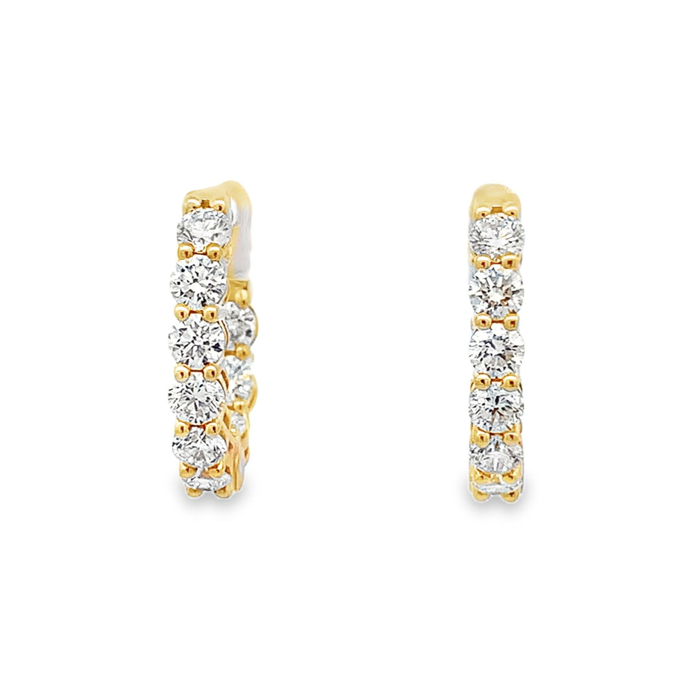 18K Yellow Gold 2.35 Carat Diamond Hoops
