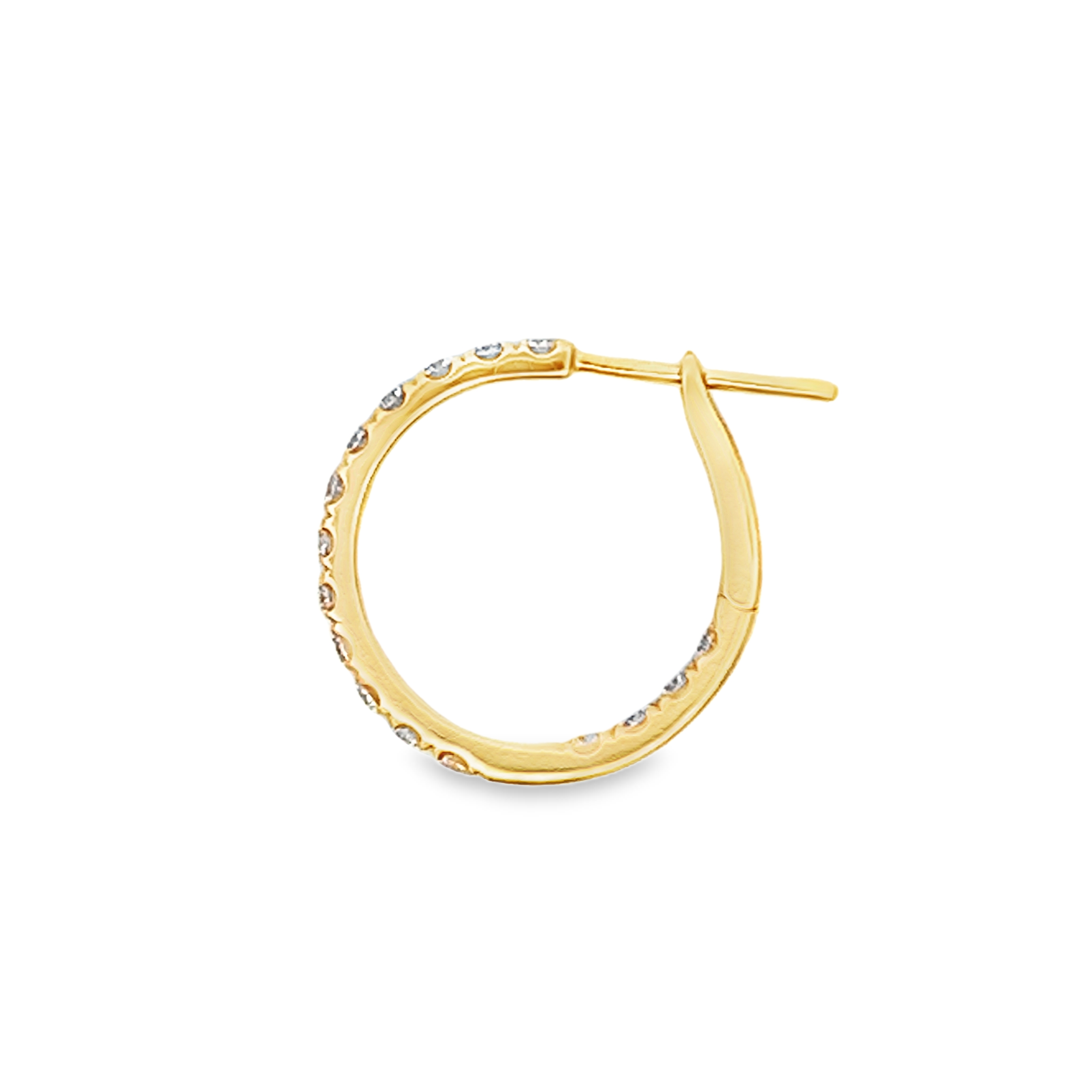 18K Yellow Gold Diamond Hoops 15mm