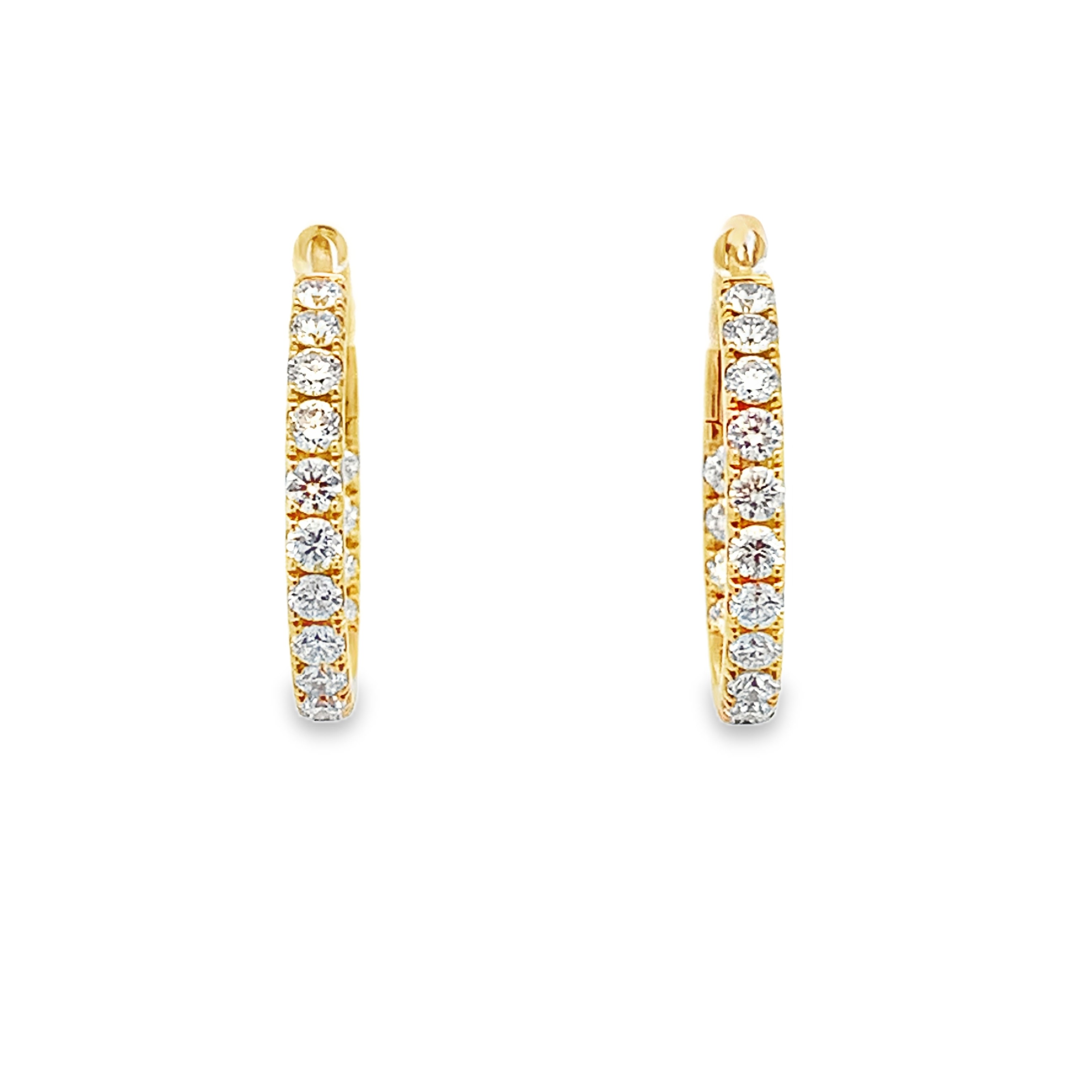 18K Yellow Gold Diamond Hoops 15mm