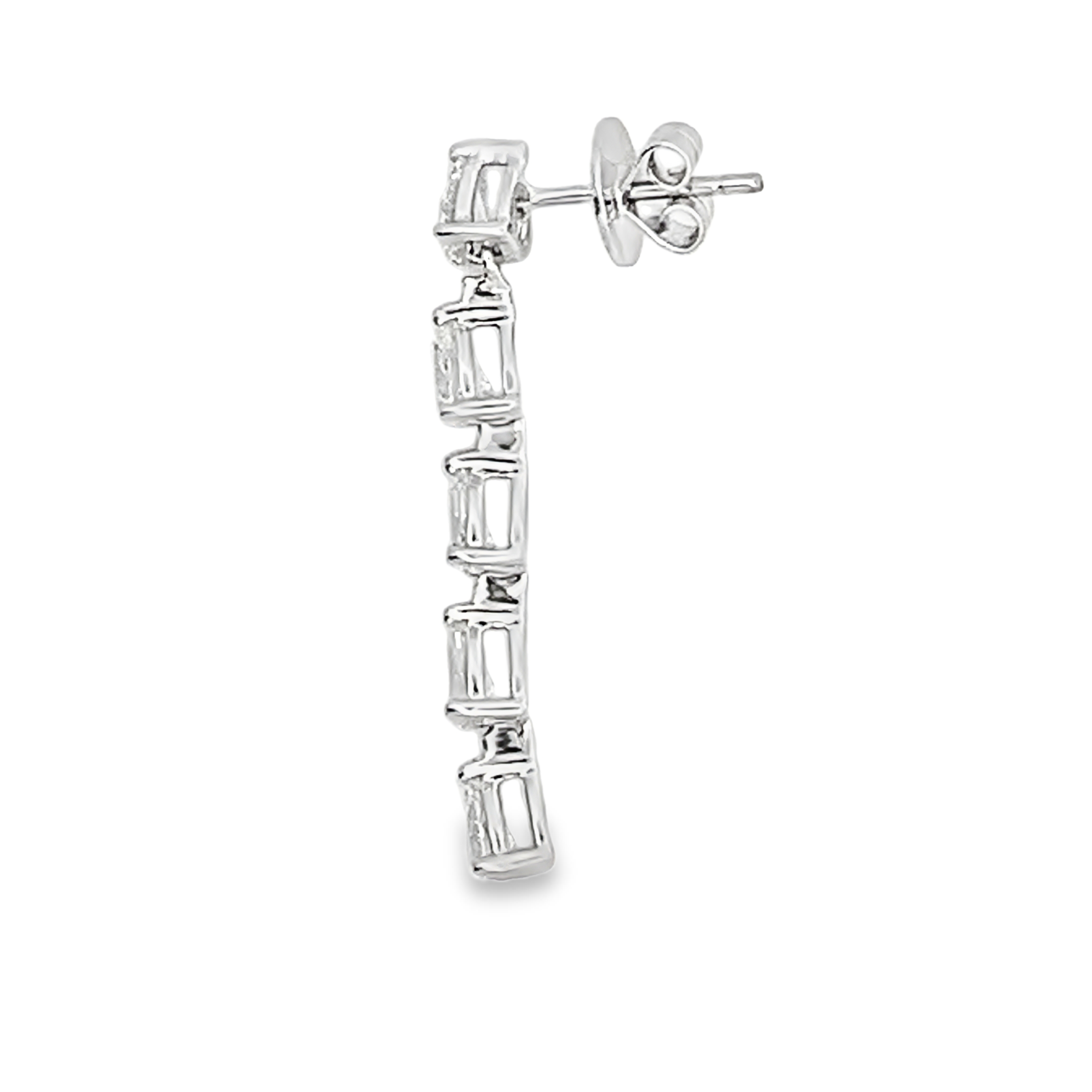 18K White Gold Pear Diamond Dangling Earrings