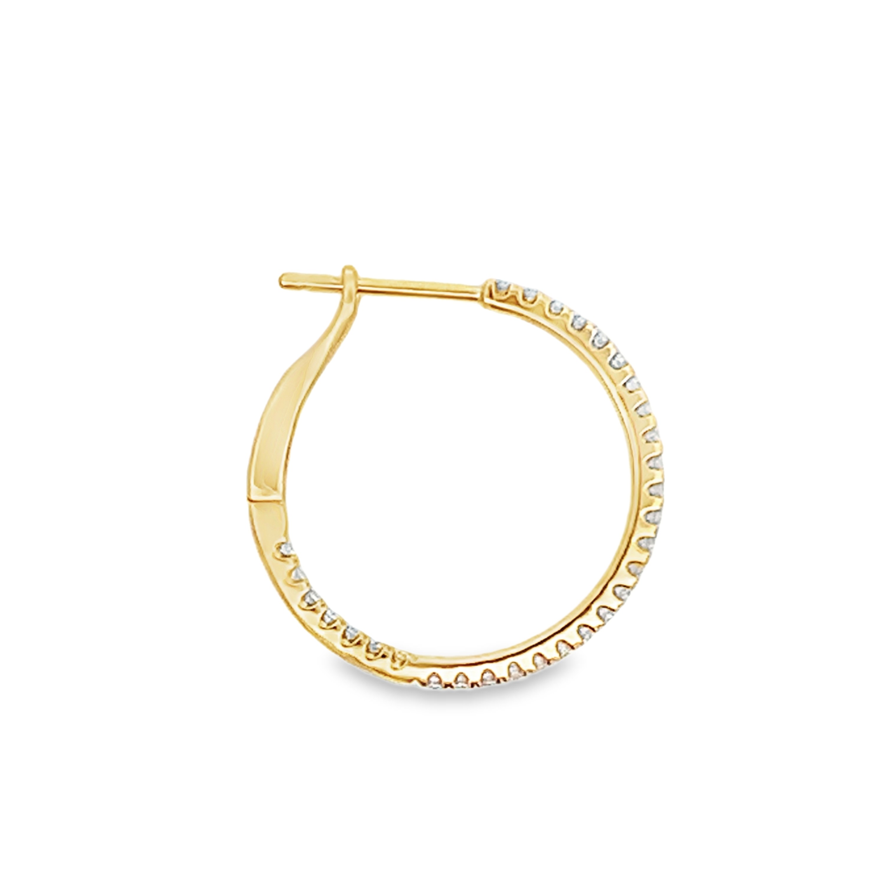 18K Yellow Gold Diamond Hoops 0.75