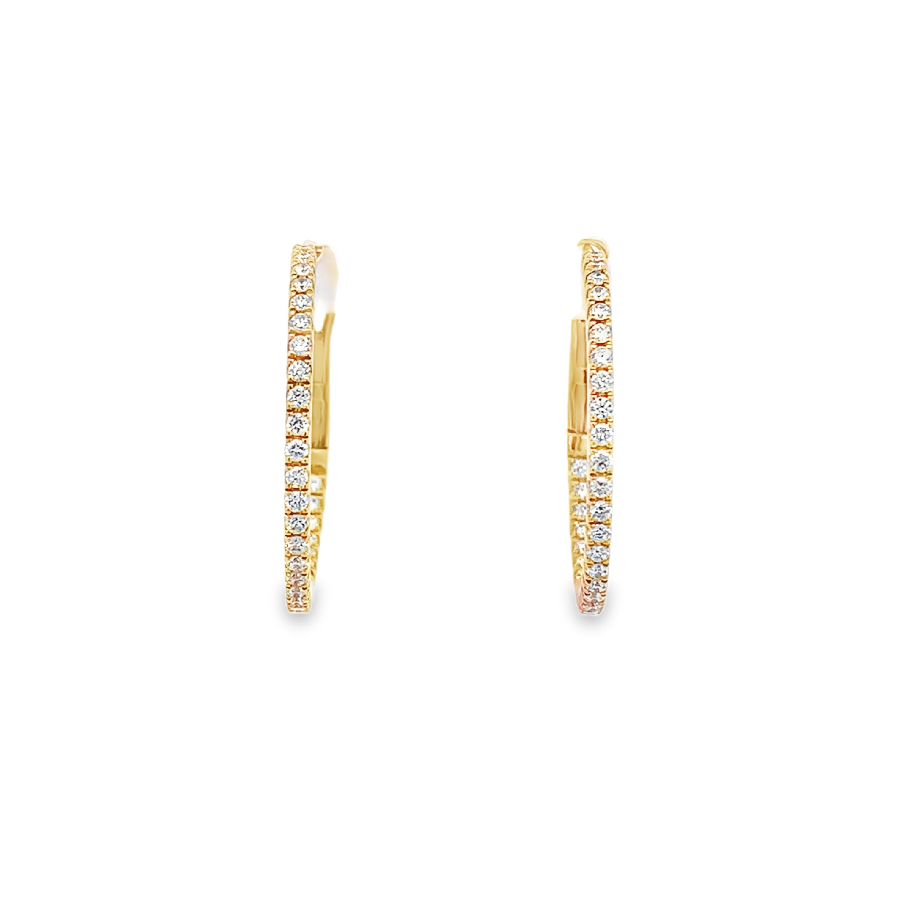 18K Yellow Gold Diamond Hoops 0.75