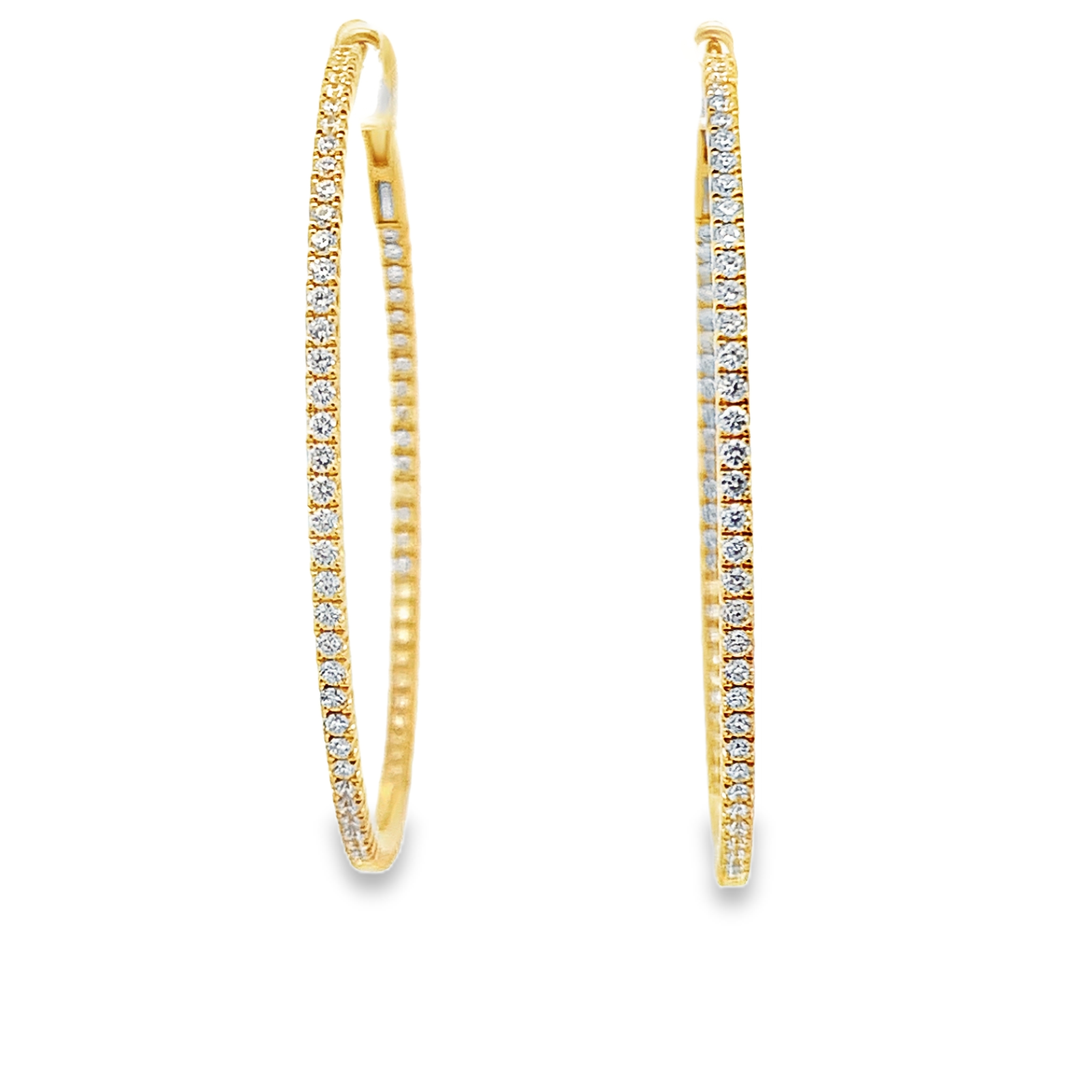 18K Yellow Gold Diamond Hoops 1.50