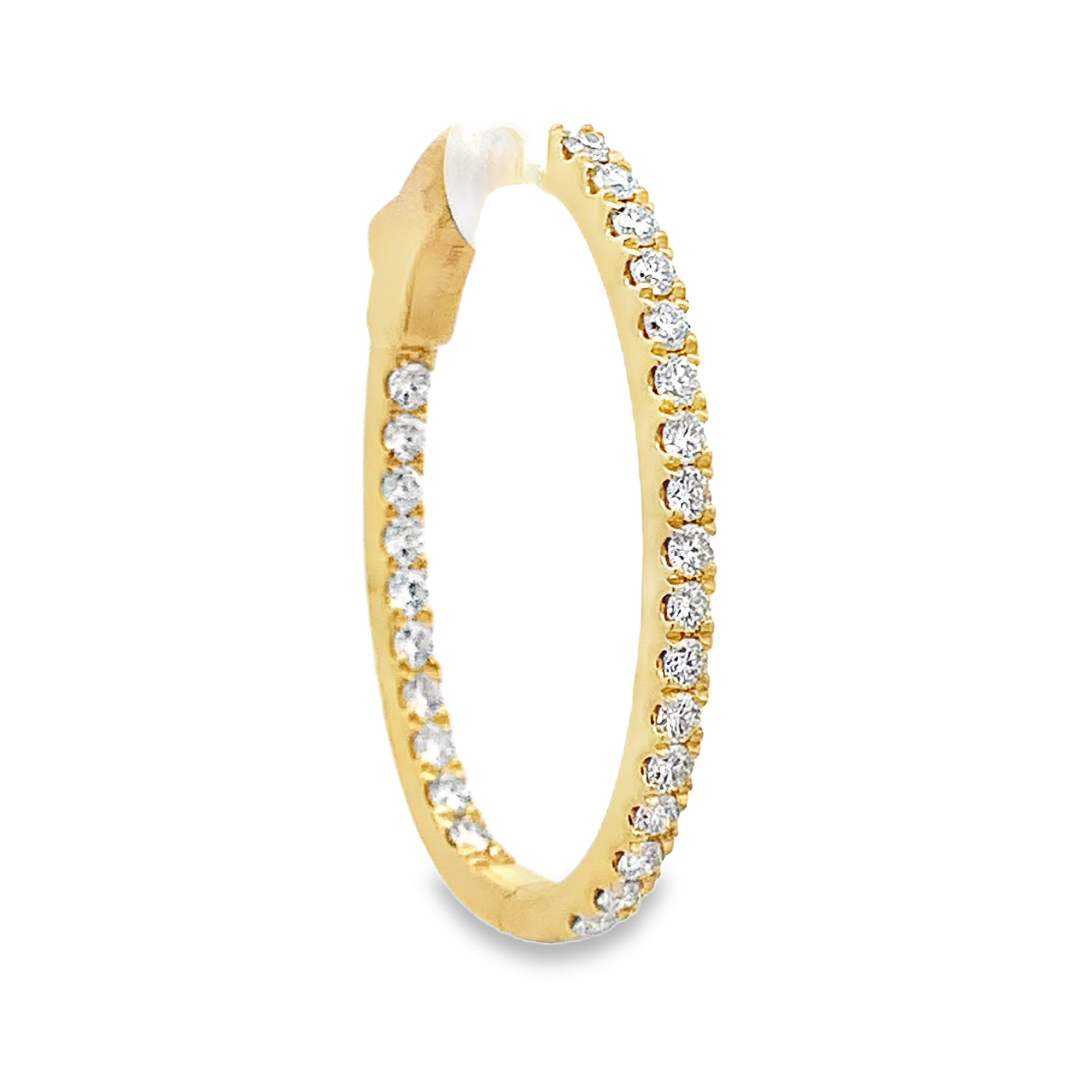 18K Yellow Gold Diamond Oval Hoop Earrings